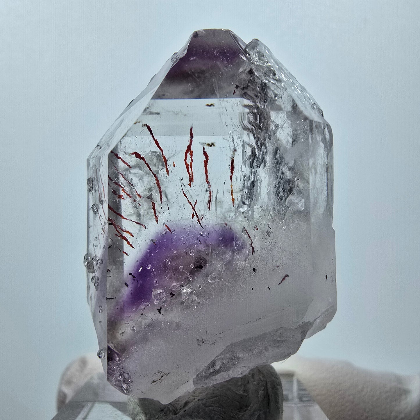 Harlequin Phantom Amethyst with Analcim Streep Mine, Goboboseb, Namibia 42*26*16mm