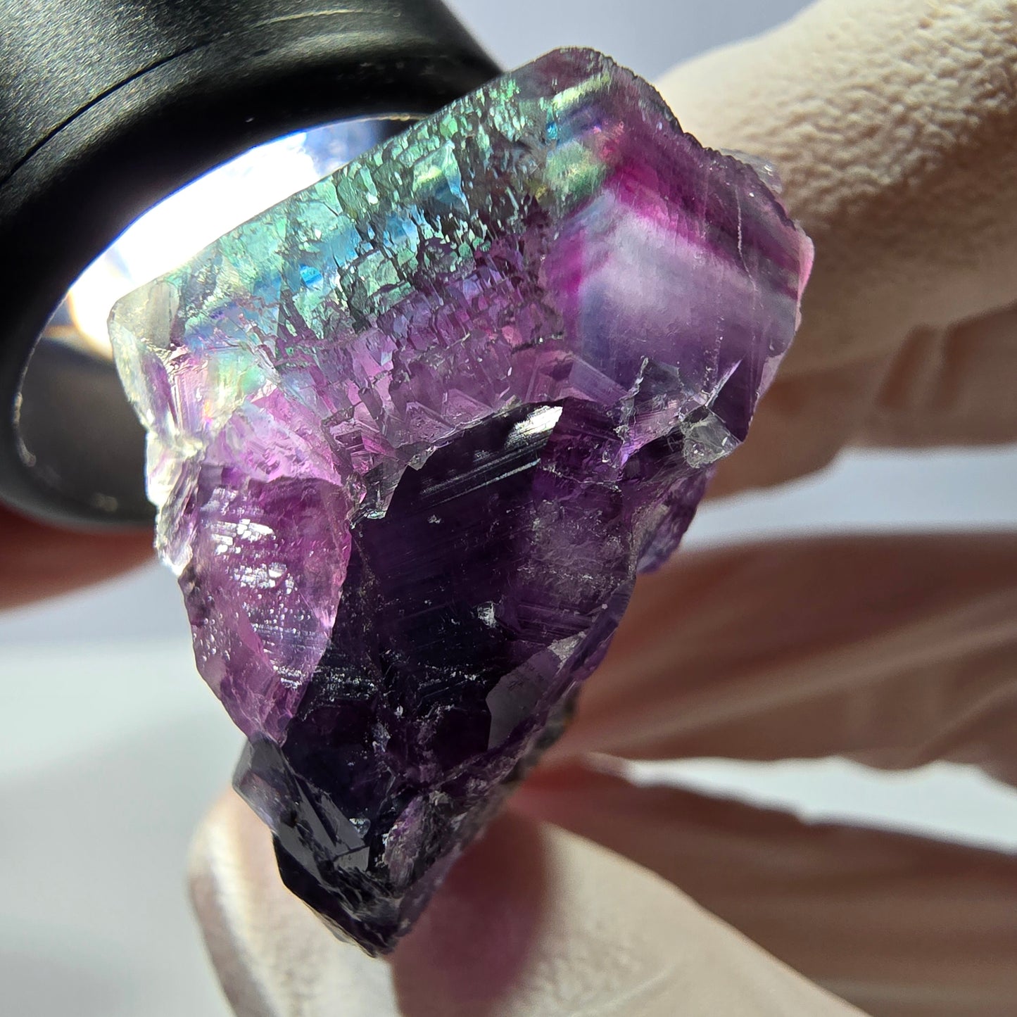 Rare spécimen de cube de fluorite fantôme, vert-violet, Okorusu, Namibie, 46 x 34 x 20 mm