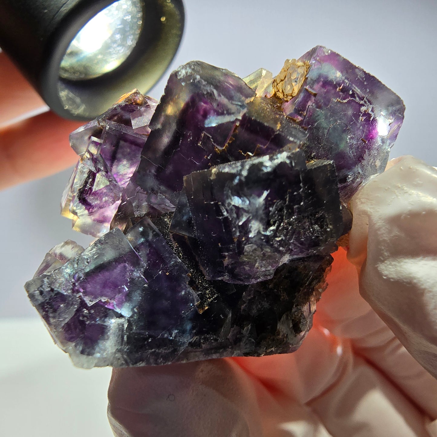 Spécimen de cube de fluorite fantôme parqueté vert violet Okorusu, Namibie 34*32*18 mm