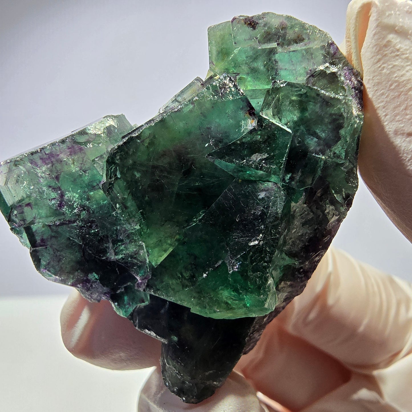 Spécimen de cube de fluorite fantôme parqueté vert violet Okorusu, Namibie 41*35*18mm