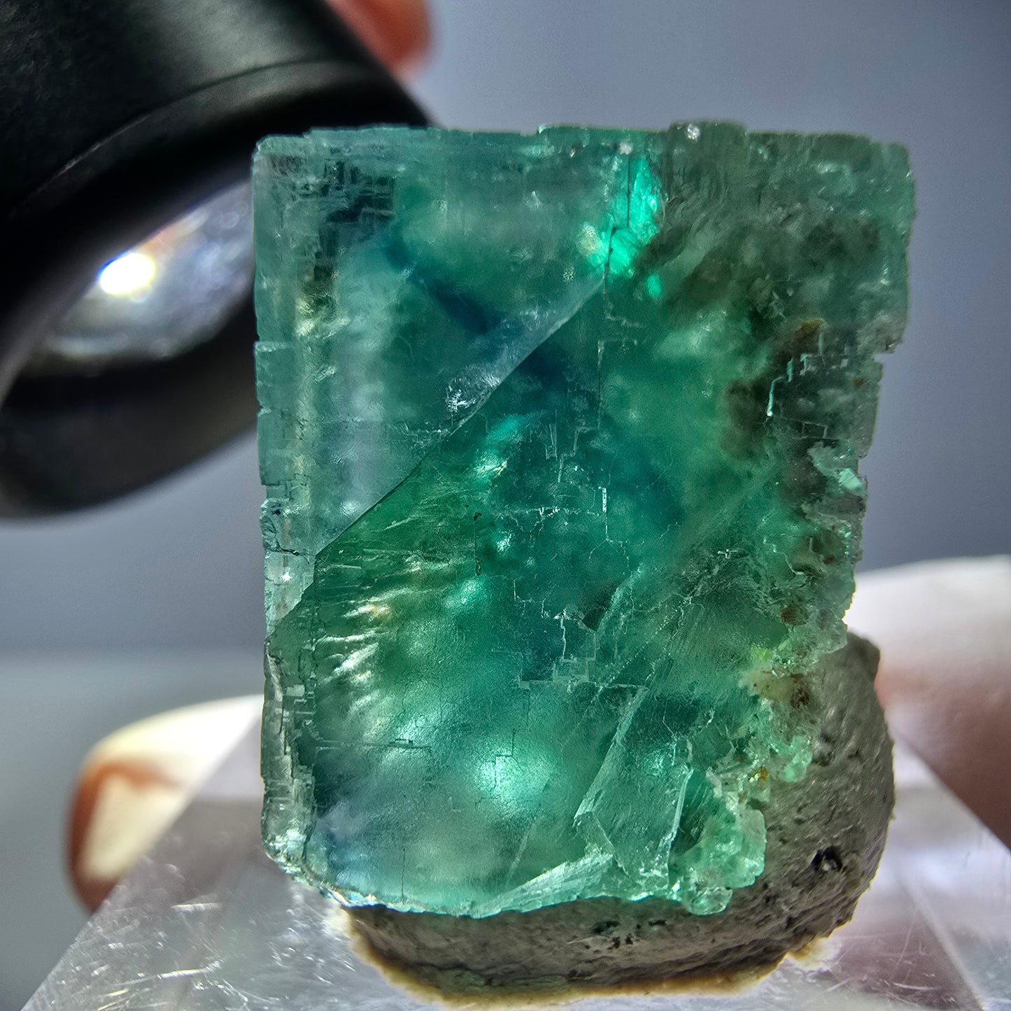 Klarer Phantom Fluorit Würfel parkettiert, grün Okorusu, Namibia 21*20*16mm