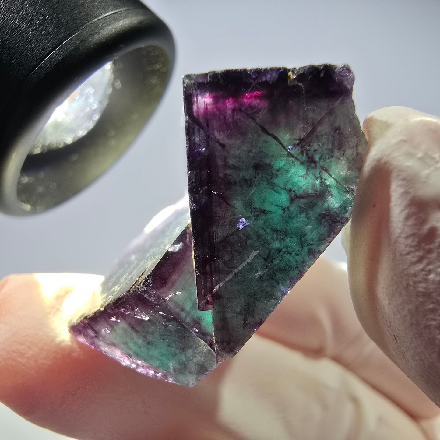 Spécimen de cube de fluorite fantôme parqueté vert violet Okorusu, Namibie 30*30*17 mm