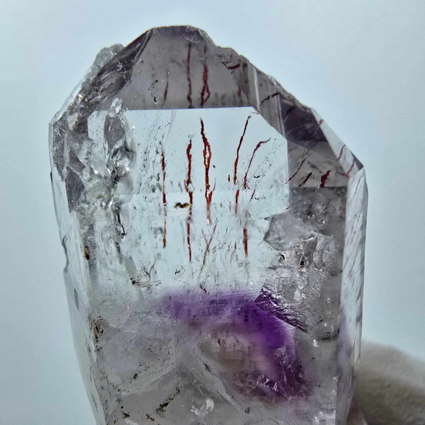 Harlequin Phantom Amethyst with Analcim Streep Mine, Goboboseb, Namibia 42*26*16mm