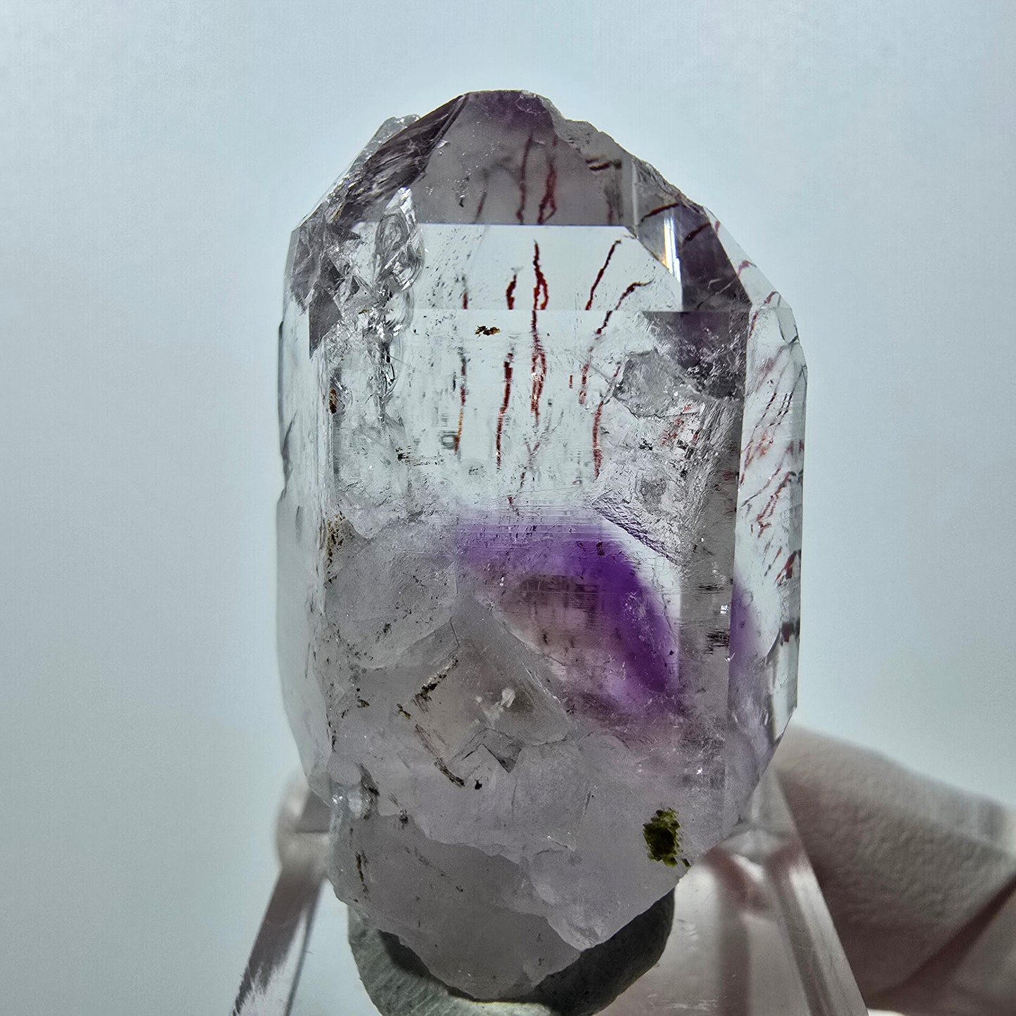 Harlequin Phantom Amethyst with Analcim Streep Mine, Goboboseb, Namibia 42*26*16mm