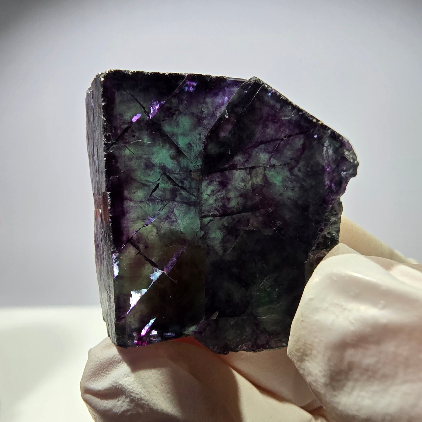 Spécimen de cube de fluorite fantôme parqueté vert violet Okorusu, Namibie 30*30*17 mm