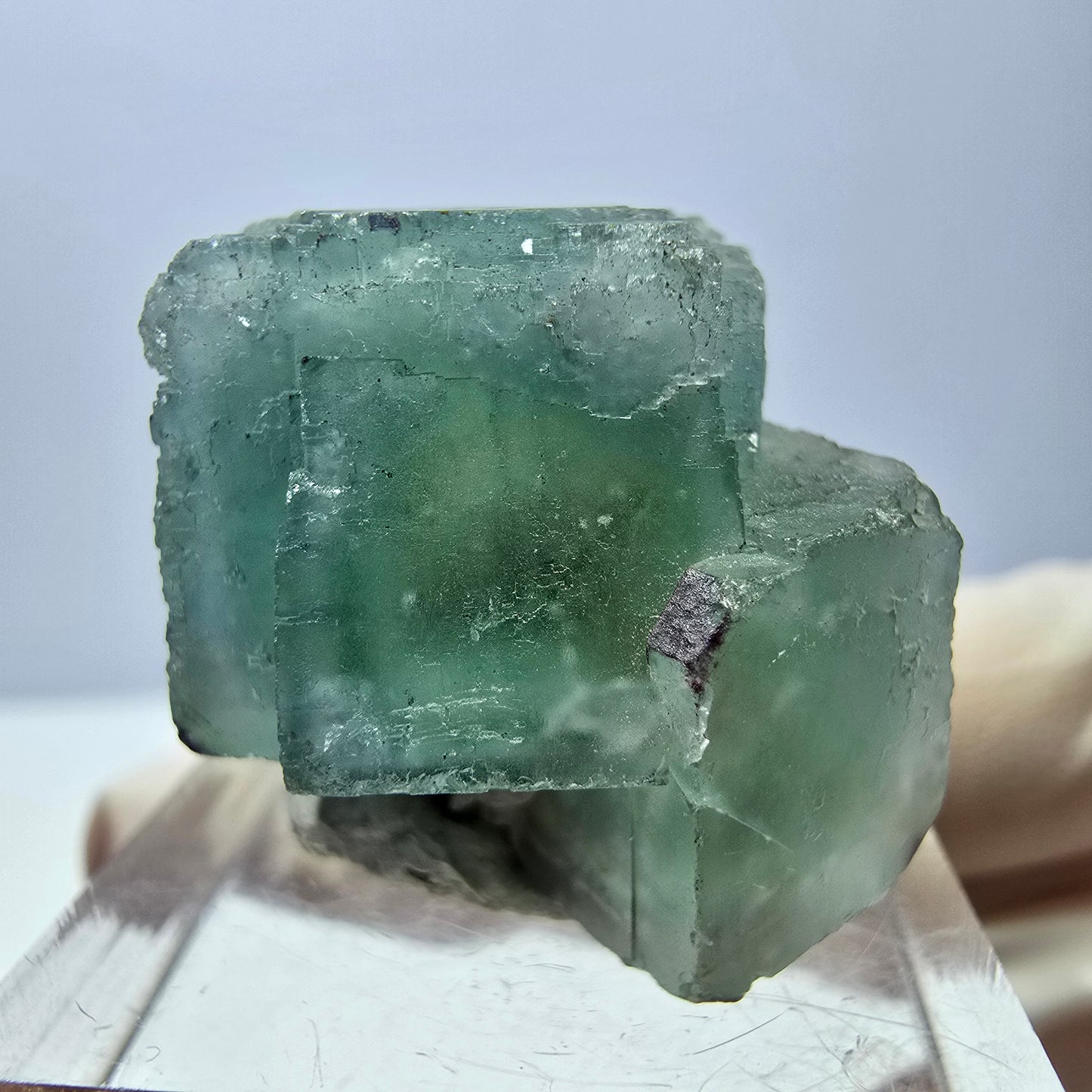 Phantom Fluorit Würfel Stufe, grün parkettiert Okorusu, Namibia 23*23*22mm