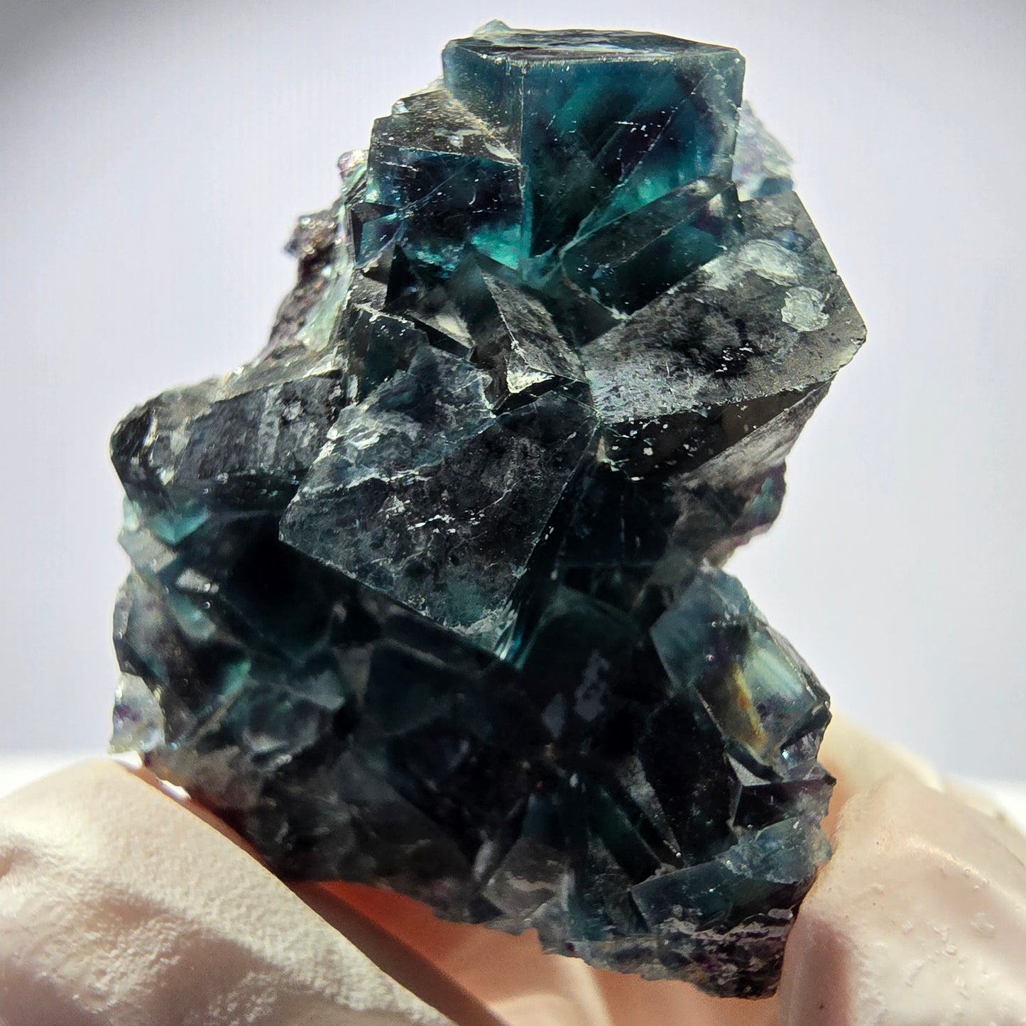 Rare spécimen de cube de fluorite fantôme, vert-violet, Okorusu, Namibie, 45 x 33 x 21 mm