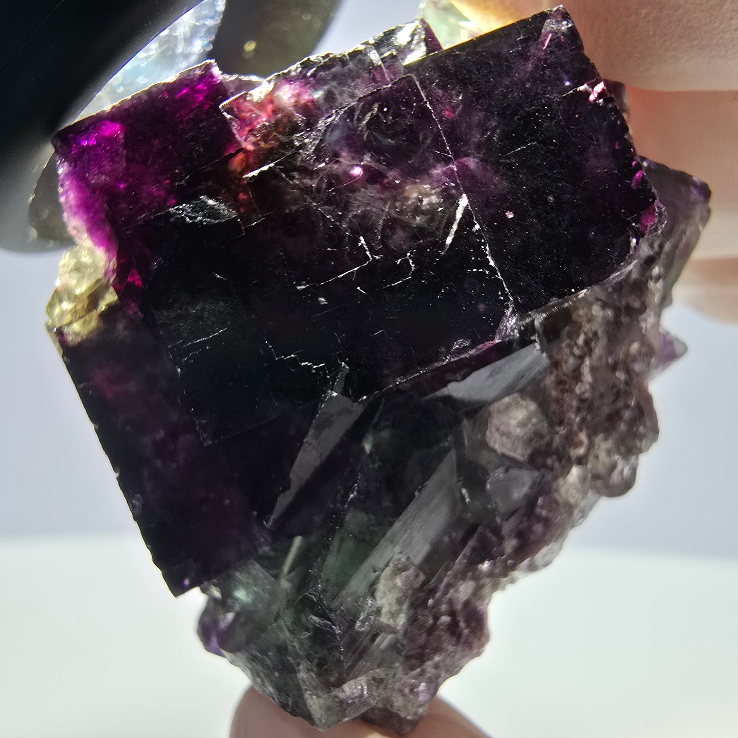 Spécimen de cube de fluorite fantôme parqueté vert violet Okorusu, Namibie 38*36*21 mm