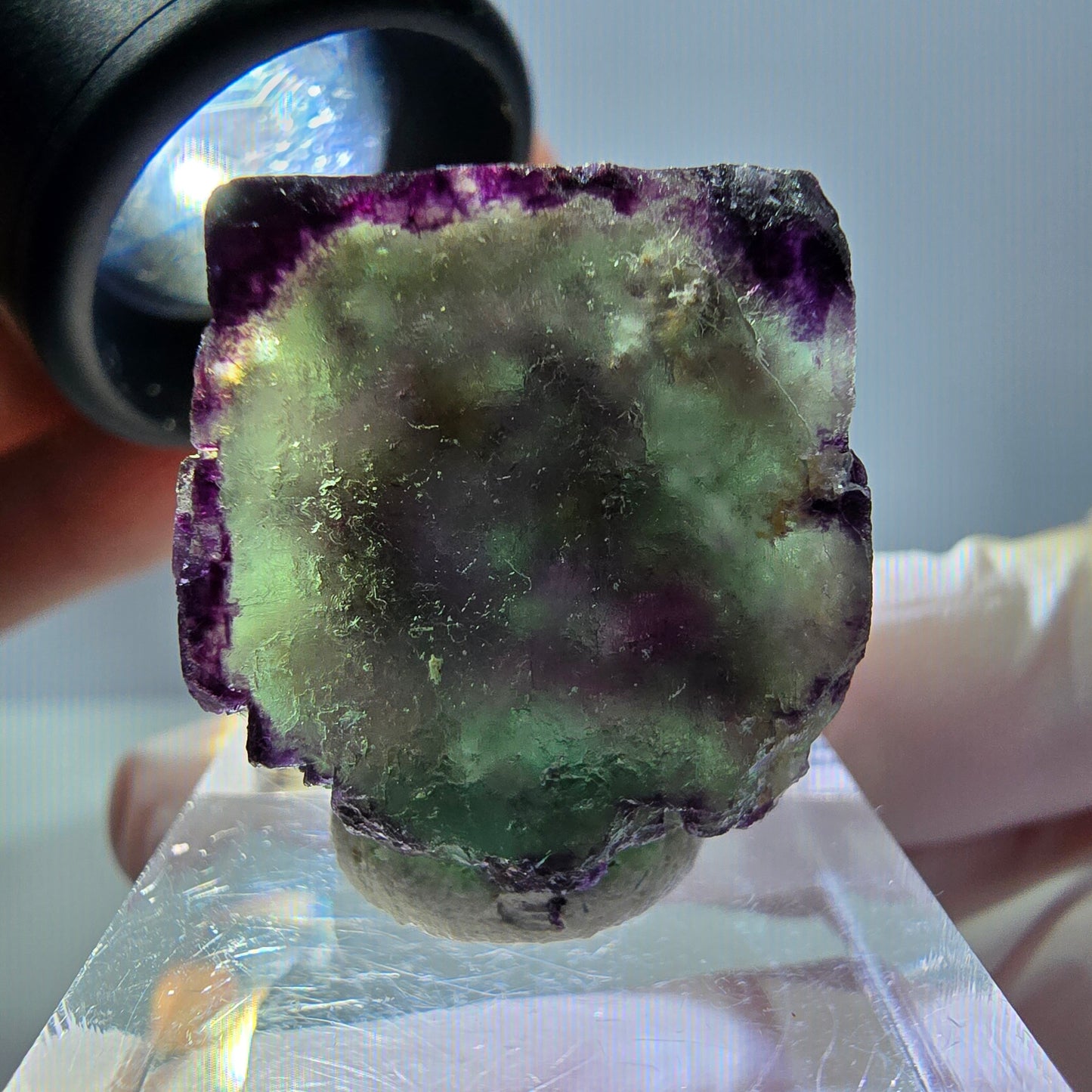 Phantom Fluorit Würfel Stufe, parkettiert, zonal Okorusu, Namibia 24*22*13mm