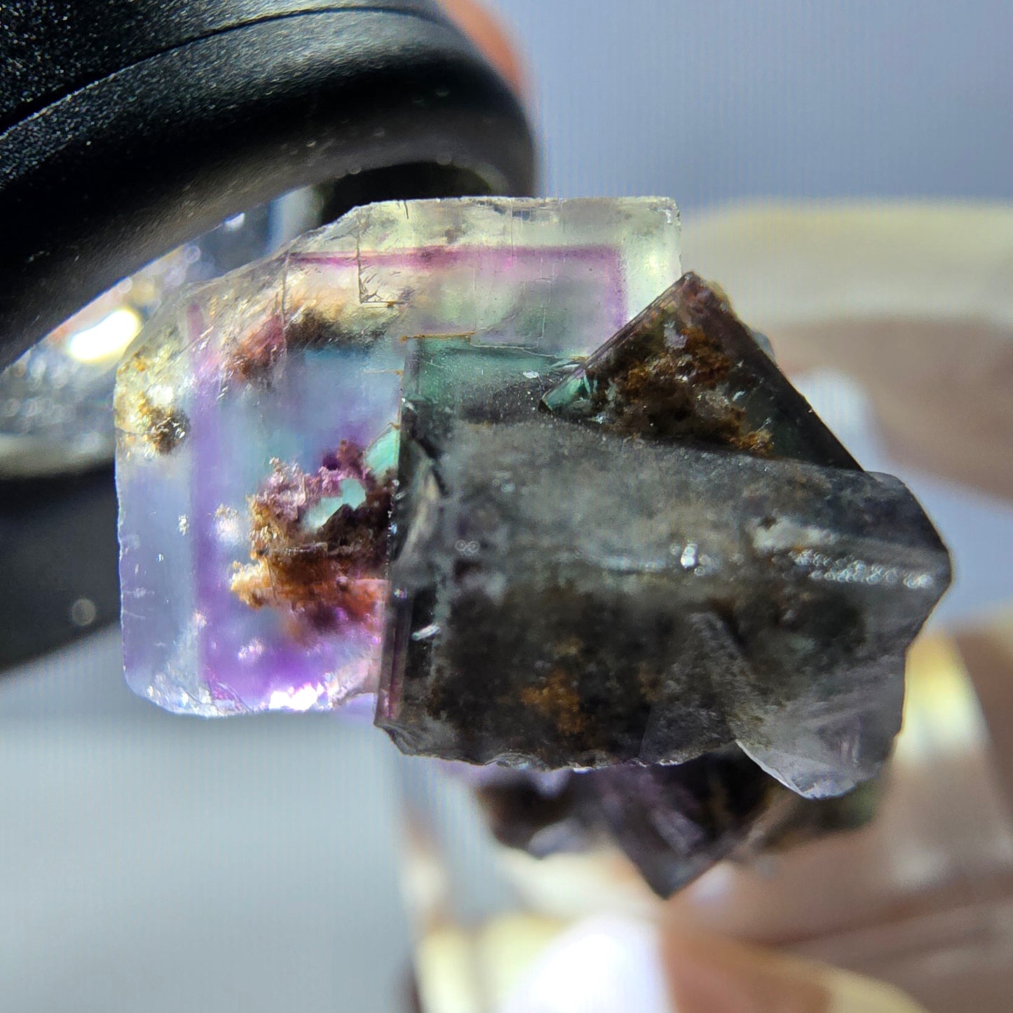 Phantom Fluorite Cube Specimen, green purple Okorusu, Namibia 39*22*18mm