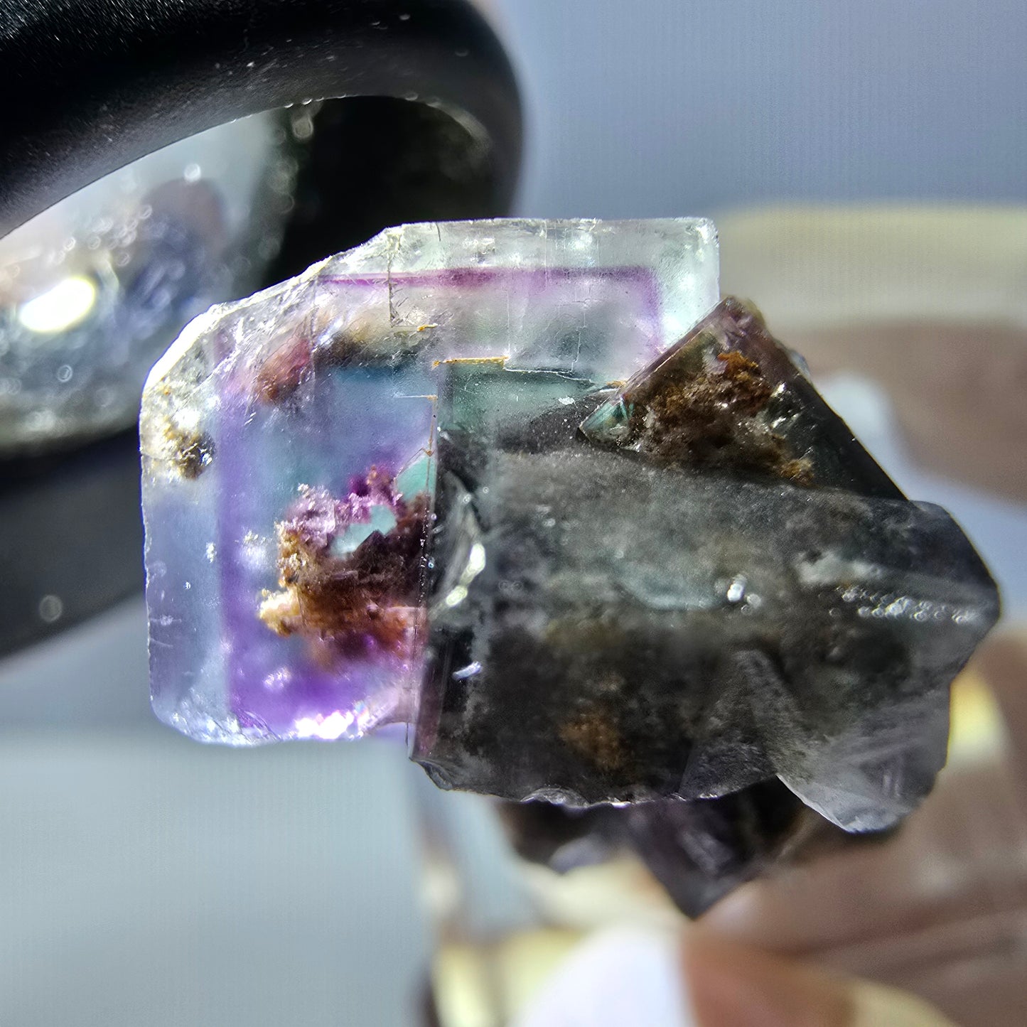 Phantom Fluorite Cube Specimen, green purple Okorusu, Namibia 39*22*18mm