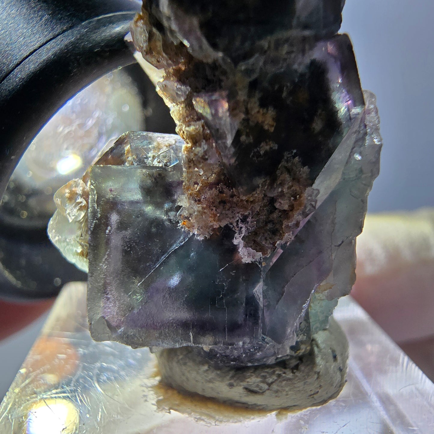 Phantom Fluorite Cube Specimen, green purple Okorusu, Namibia 39*22*18mm