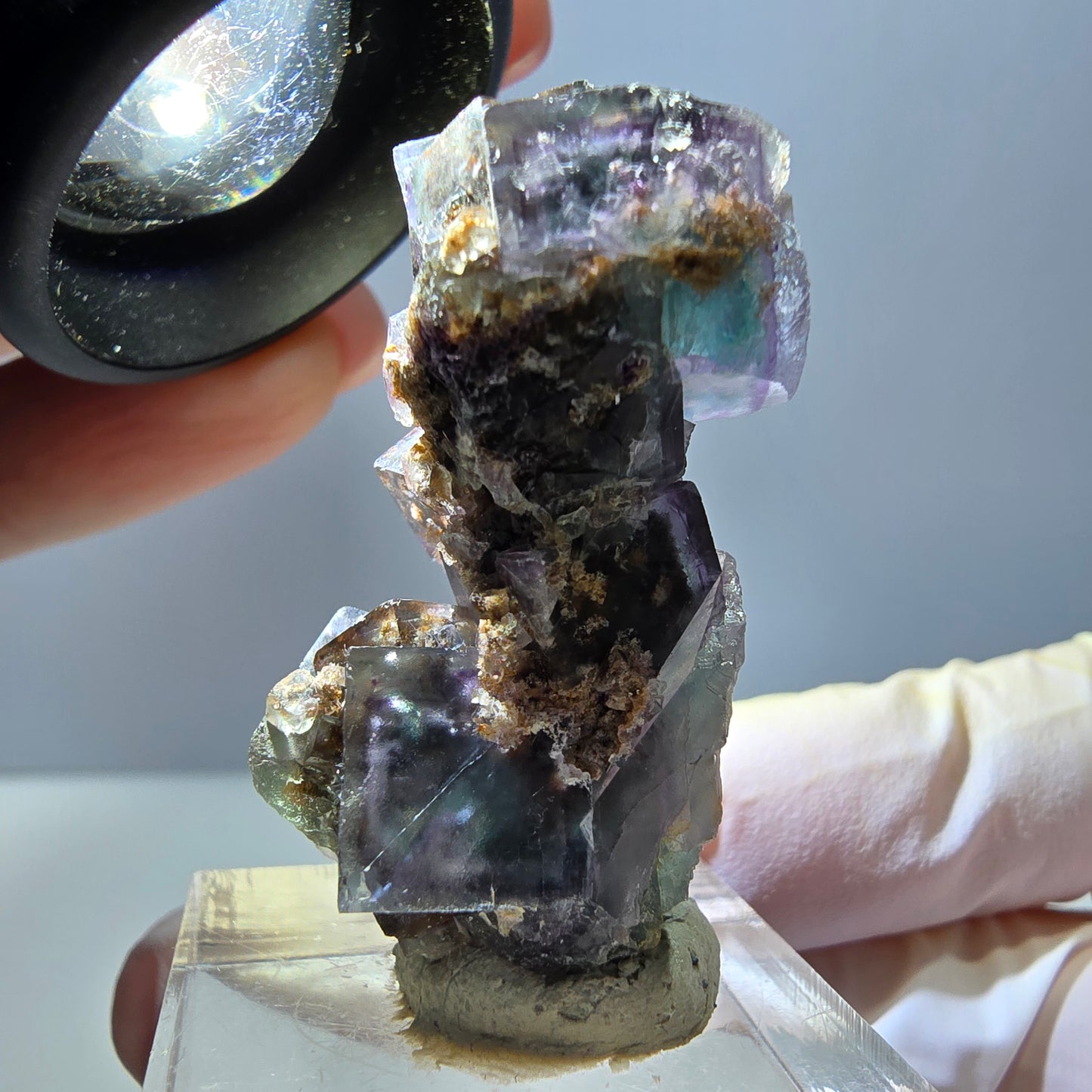 Phantom Fluorite Cube Specimen, green purple Okorusu, Namibia 39*22*18mm