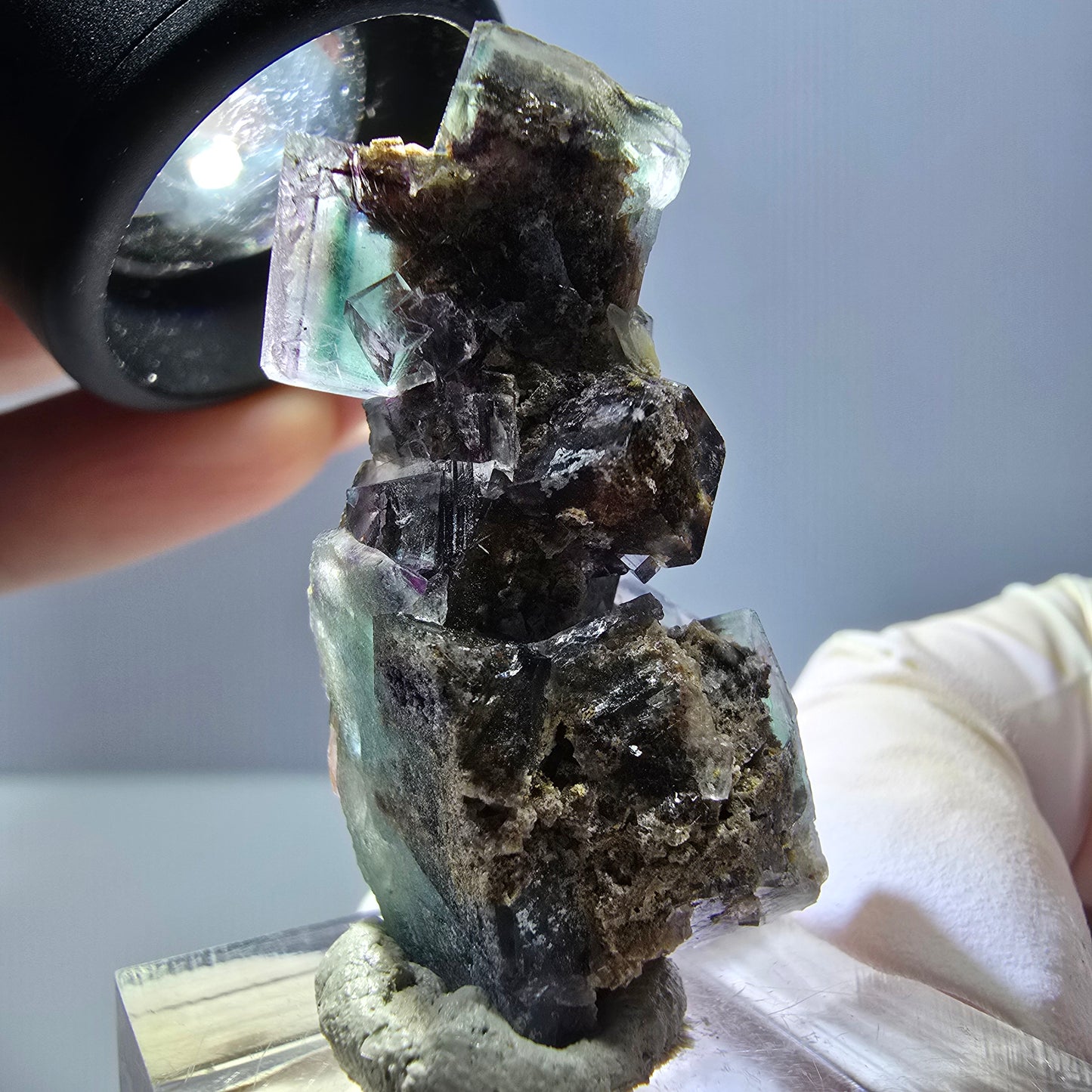 Phantom Fluorite Cube Specimen, green purple Okorusu, Namibia 39*22*18mm