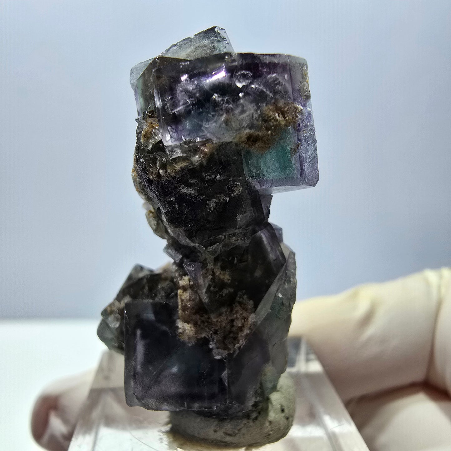 Phantom Fluorite Cube Specimen, green purple Okorusu, Namibia 39*22*18mm