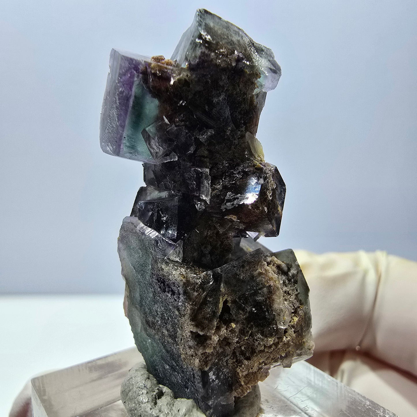 Phantom Fluorite Cube Specimen, green purple Okorusu, Namibia 39*22*18mm