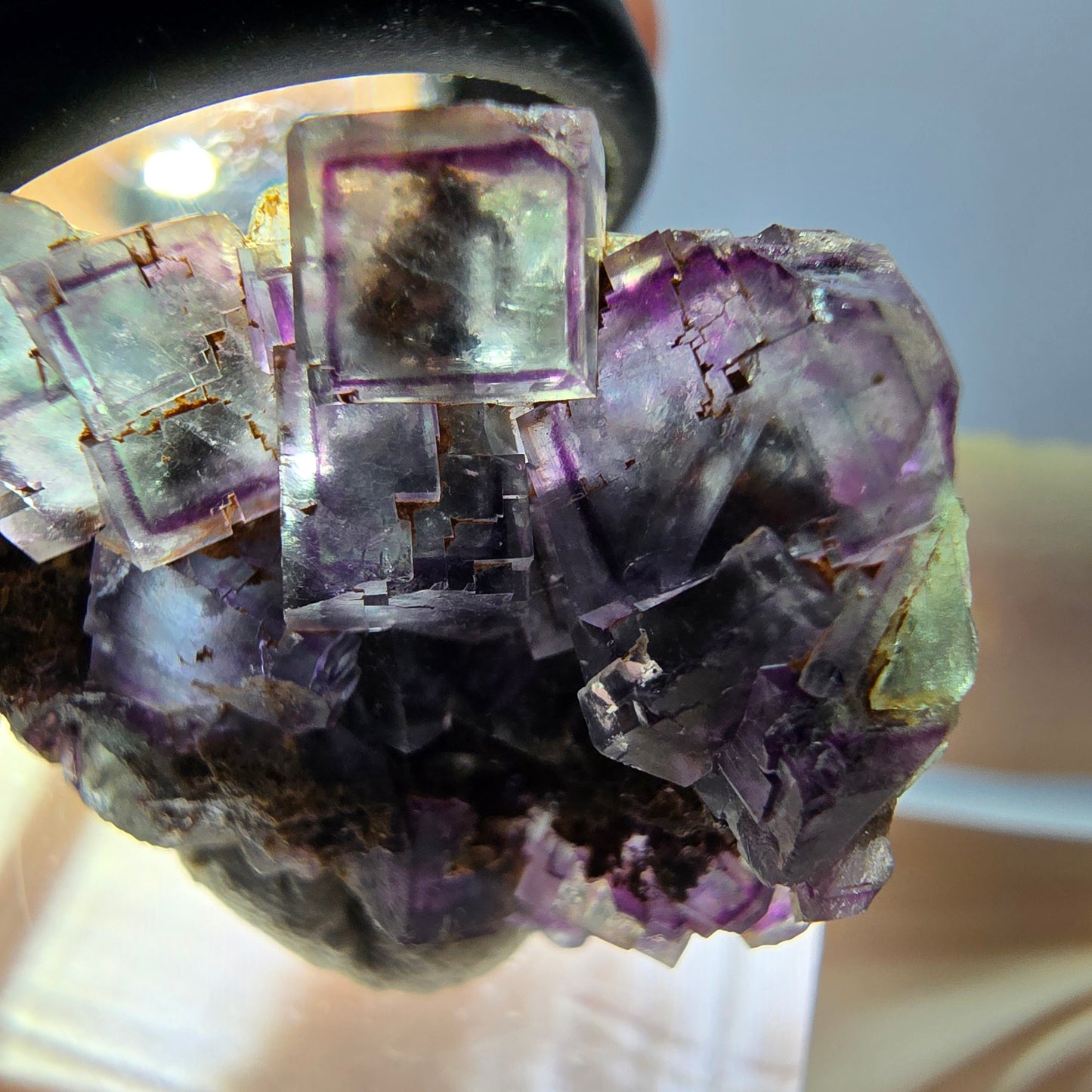 Phantom Fluorite Cube Specimen, green purple Okorusu, Namibia 28*24*12mm