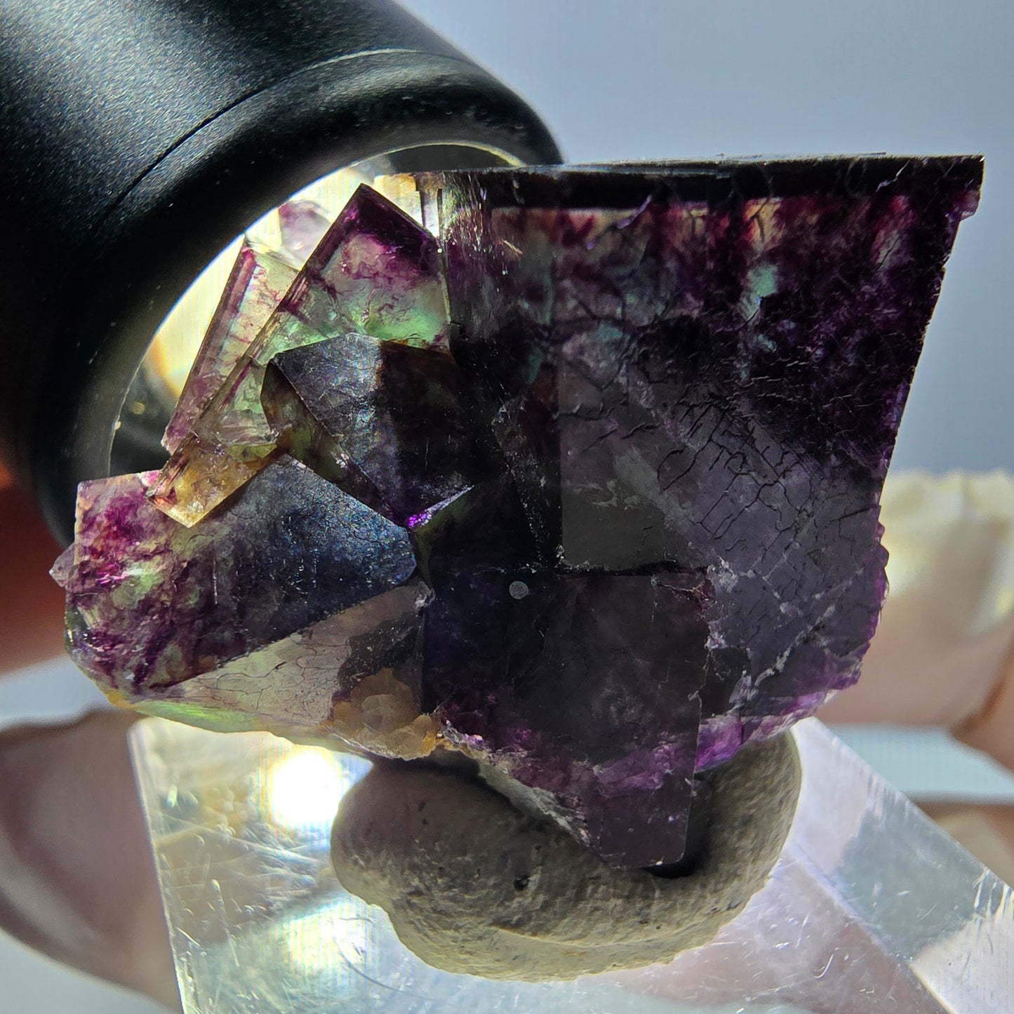 Phantom Fluorite Cube Specimen, green purple Okorusu, Namibia 29*24*19mm