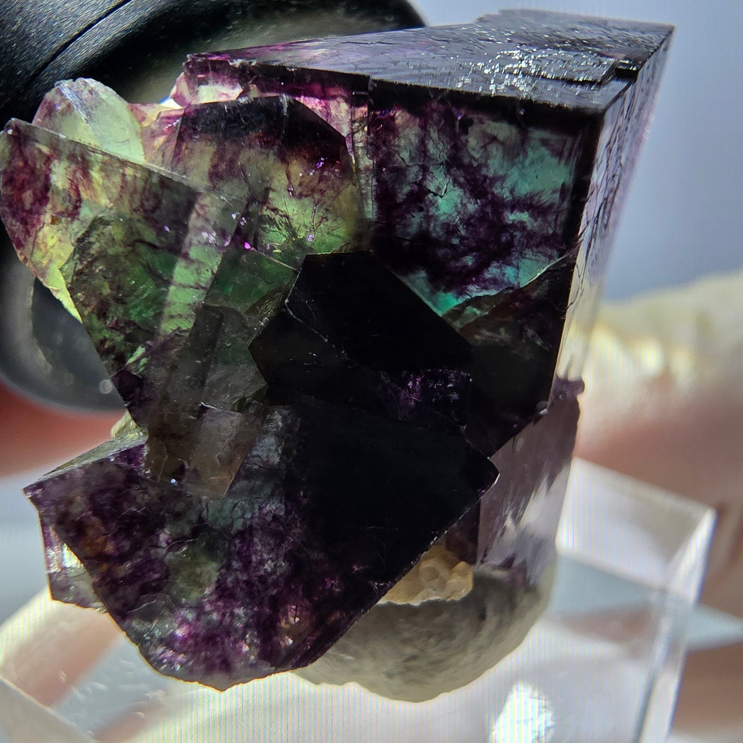 Phantom Fluorite Cube Specimen, green purple Okorusu, Namibia 29*24*19mm