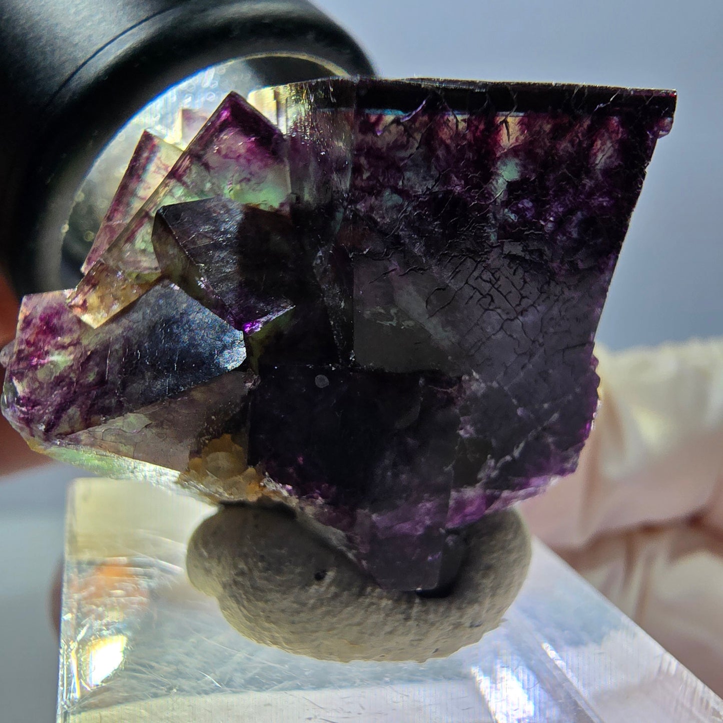 Phantom Fluorite Cube Specimen, green purple Okorusu, Namibia 29*24*19mm