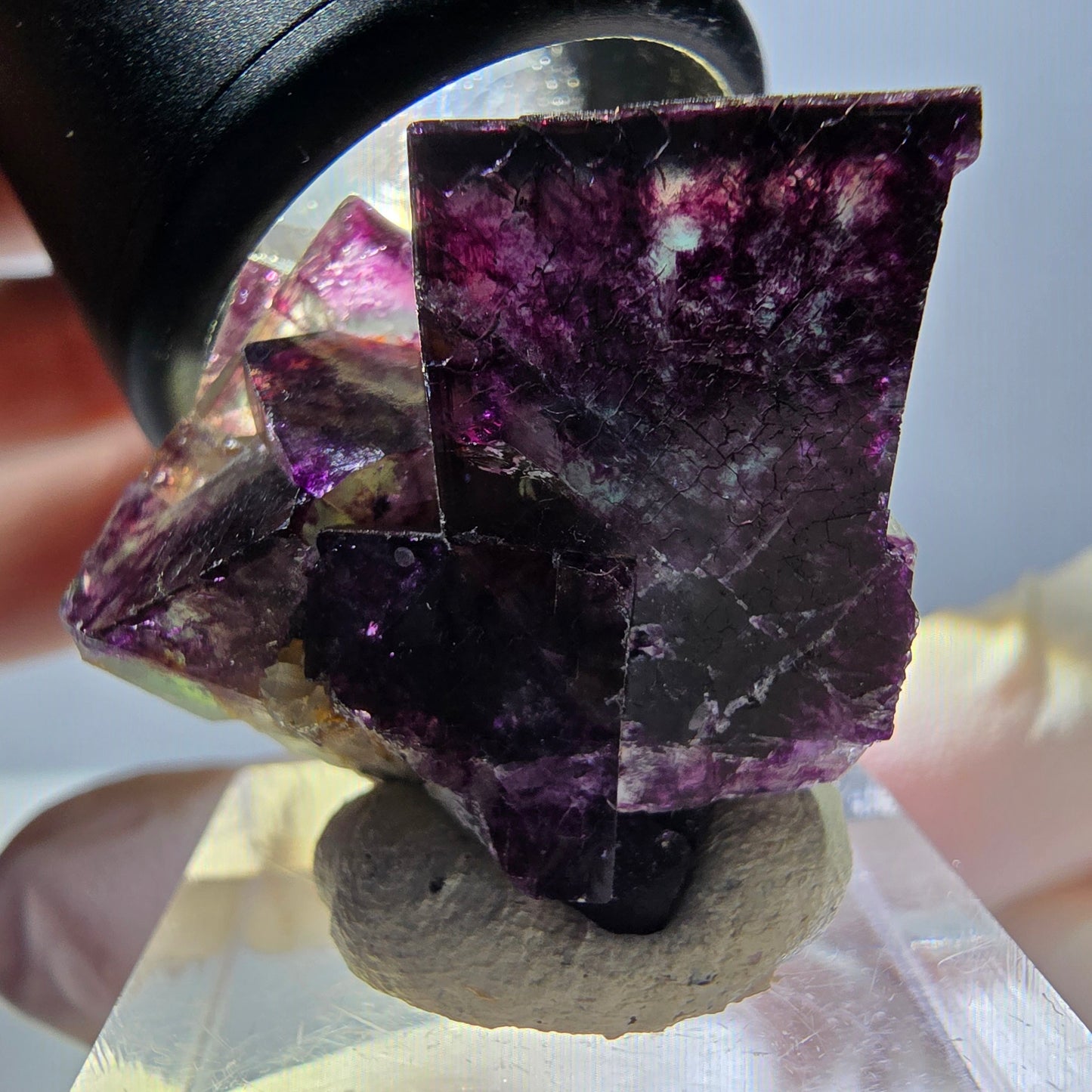 Phantom Fluorite Cube Specimen, green purple Okorusu, Namibia 29*24*19mm
