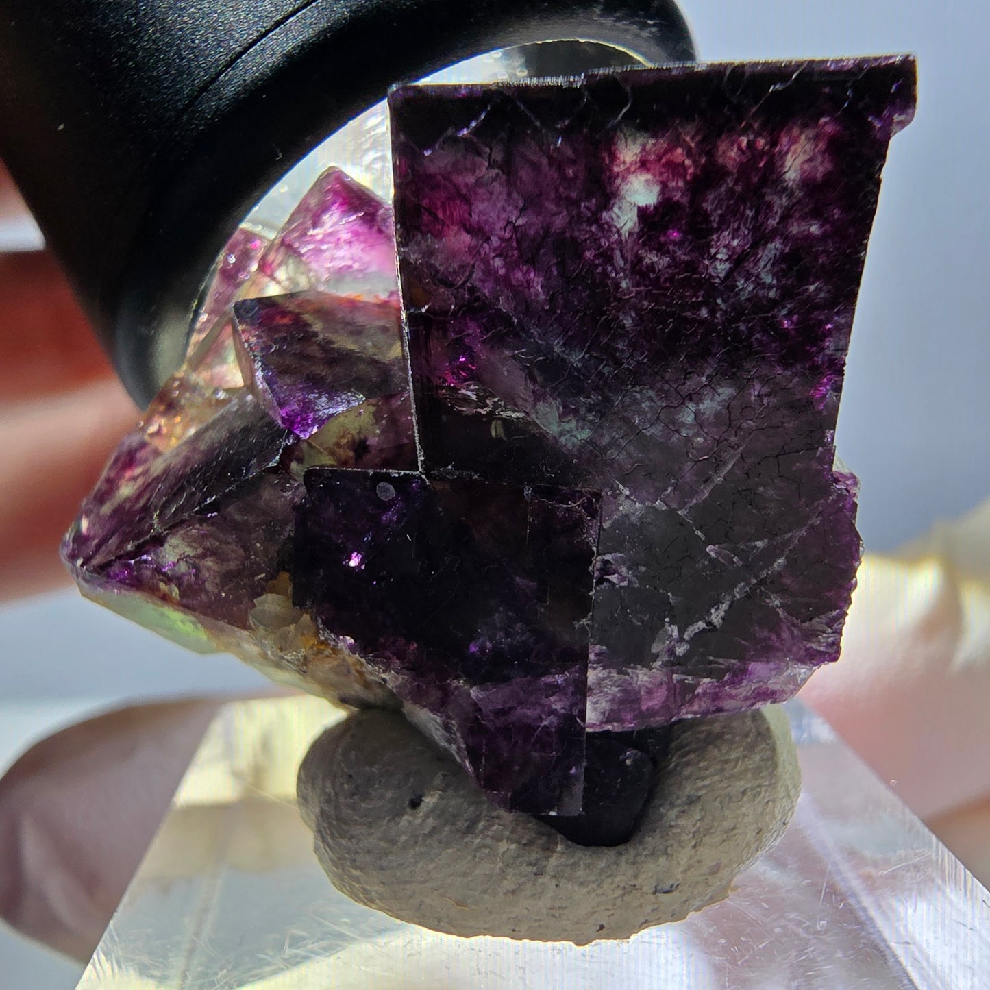 Phantom Fluorite Cube Specimen, green purple Okorusu, Namibia 29*24*19mm