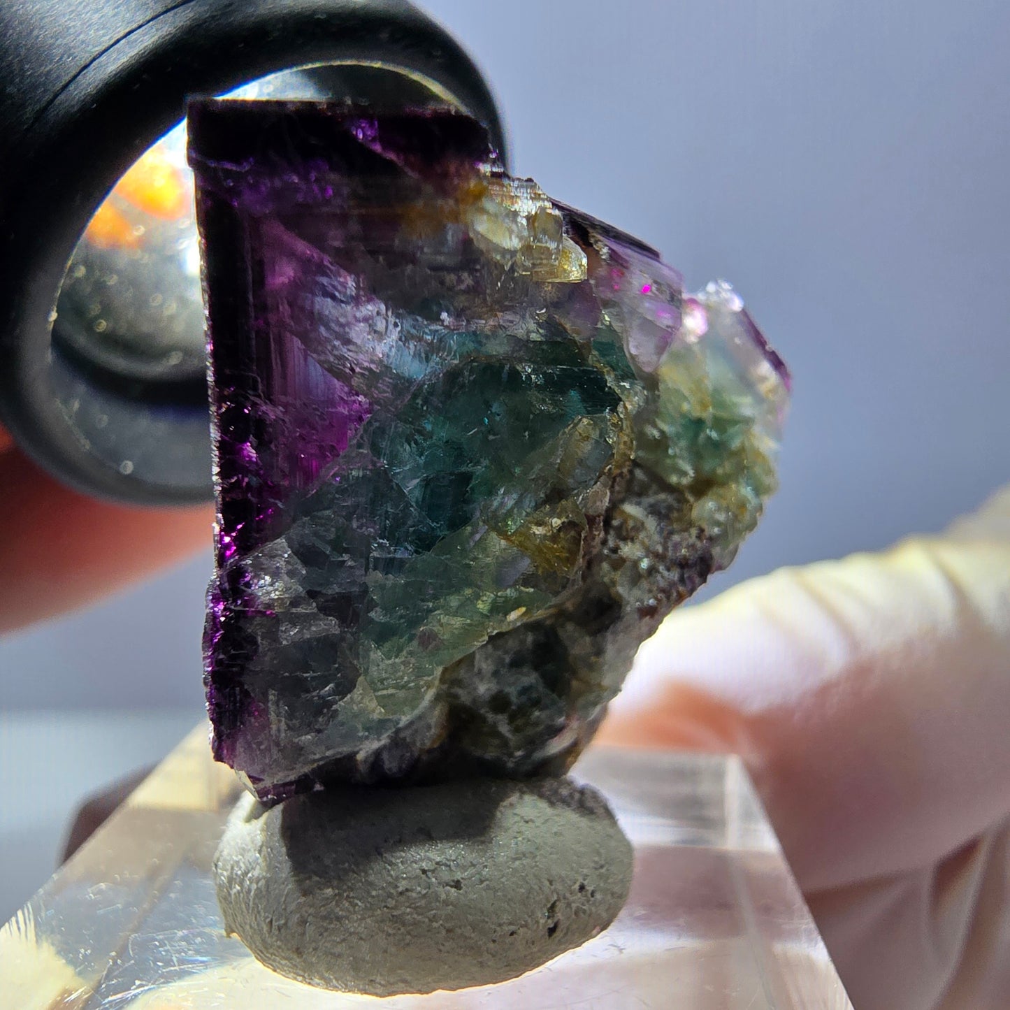 Phantom Fluorite Cube Specimen, green purple Okorusu, Namibia 29*24*19mm