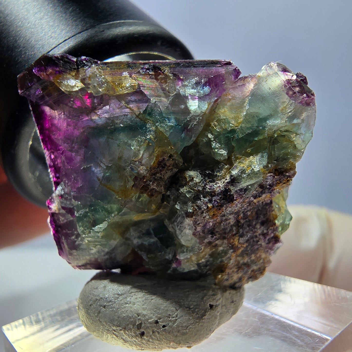 Phantom Fluorite Cube Specimen, green purple Okorusu, Namibia 29*24*19mm