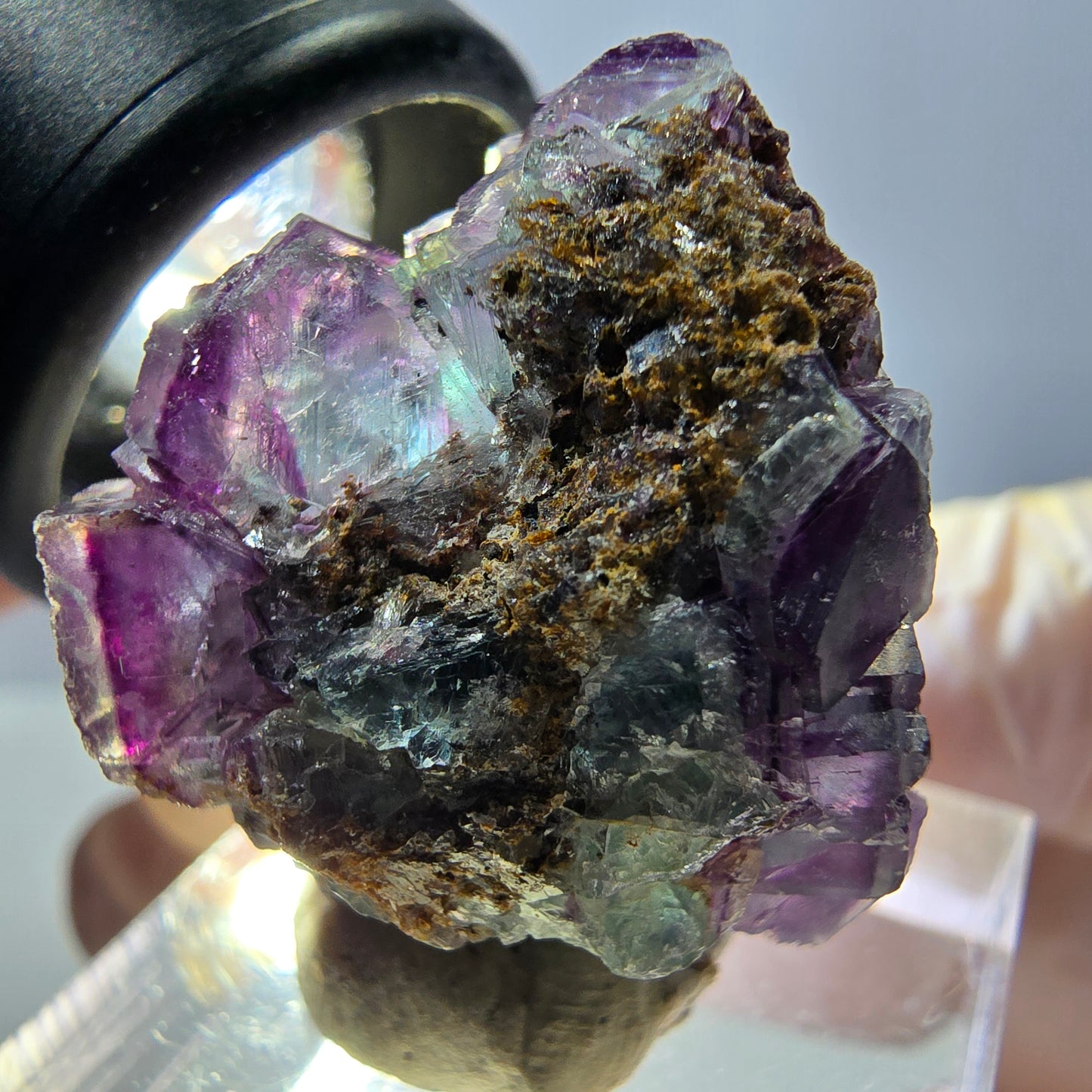 Phantom Fluorite Cube Specimen, green purple Okorusu, Namibia 28*23*22mm