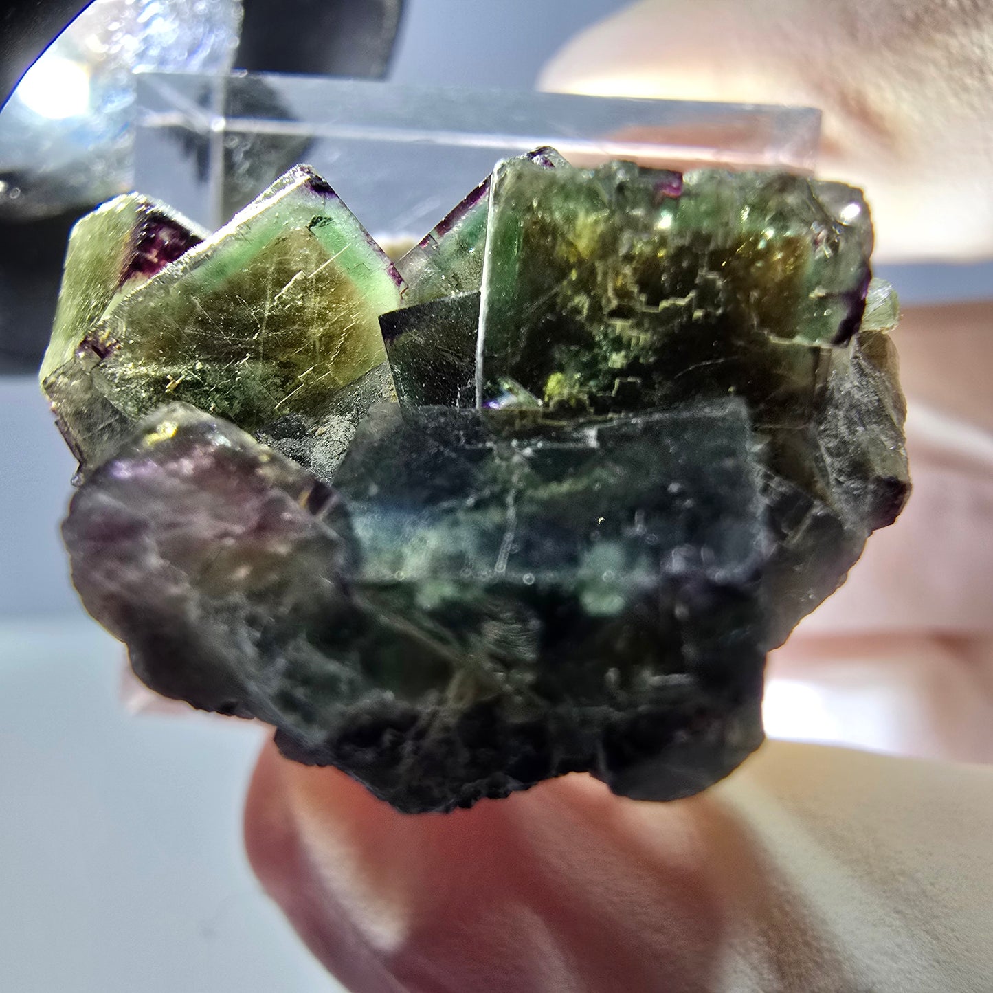 Phantom Fluorite Cube Specimen, green purple Okorusu, Namibia 30*23*17mm