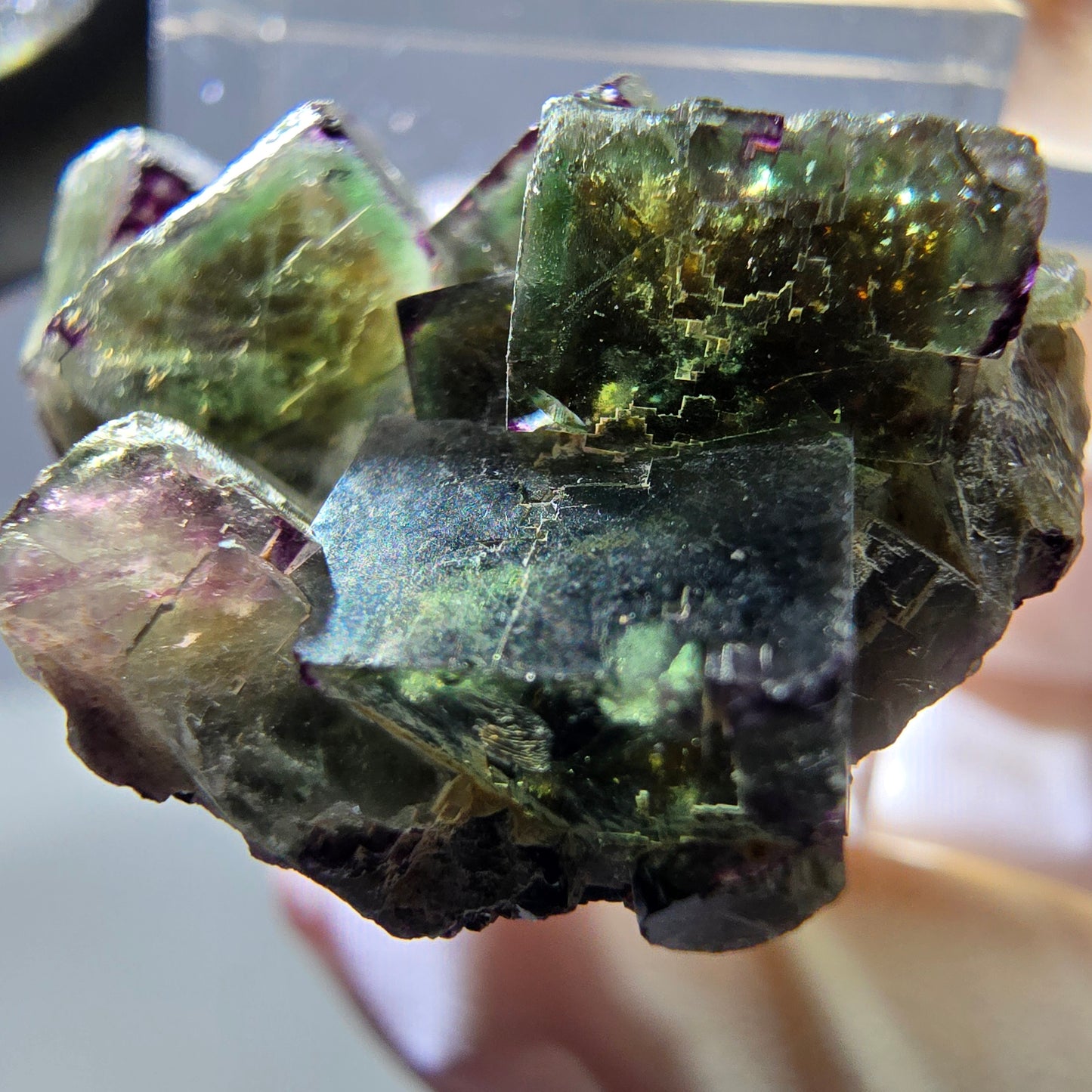 Phantom Fluorite Cube Specimen, green purple Okorusu, Namibia 30*23*17mm