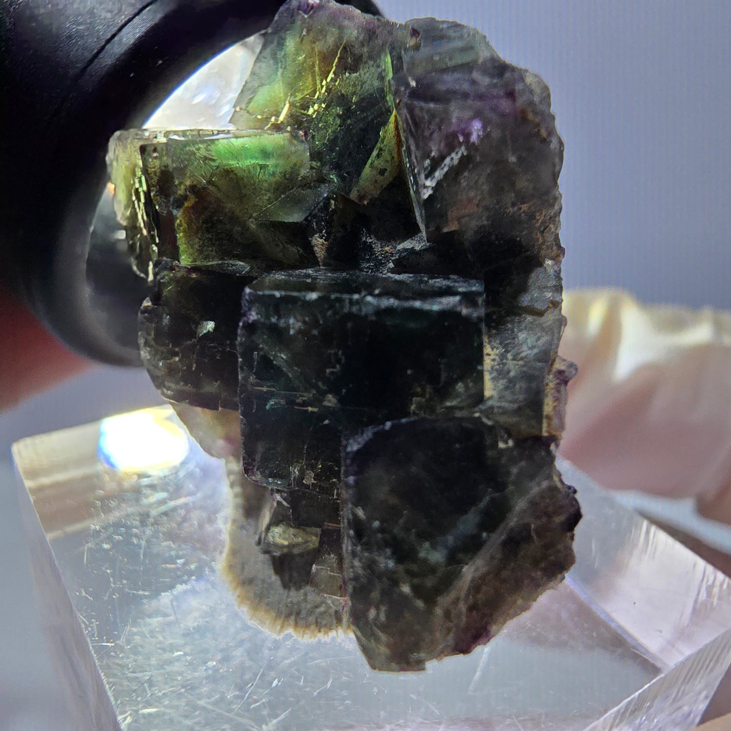 Phantom Fluorite Cube Specimen, green purple Okorusu, Namibia 30*23*17mm