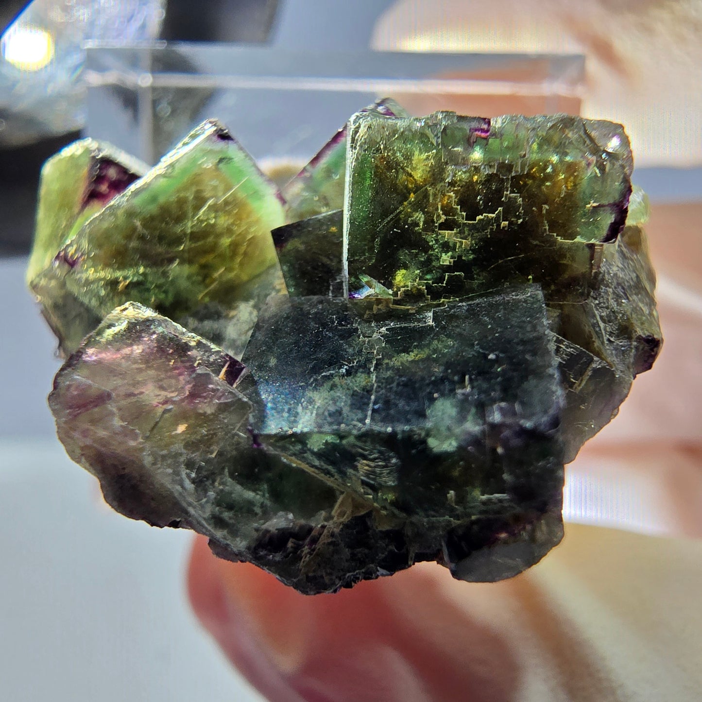Phantom Fluorite Cube Specimen, green purple Okorusu, Namibia 30*23*17mm