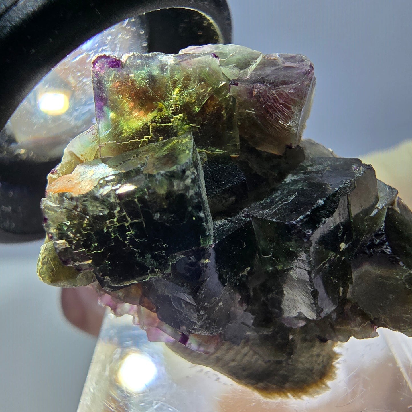 Phantom Fluorite Cube Specimen, green purple Okorusu, Namibia 30*23*17mm