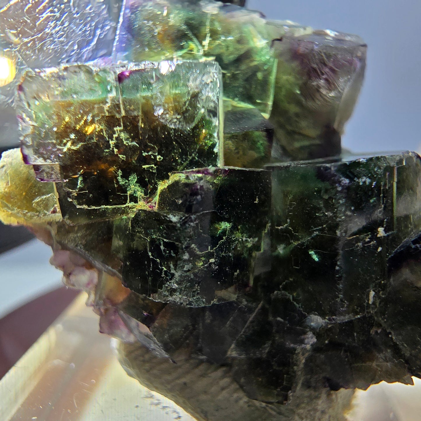 Phantom Fluorite Cube Specimen, green purple Okorusu, Namibia 30*23*17mm