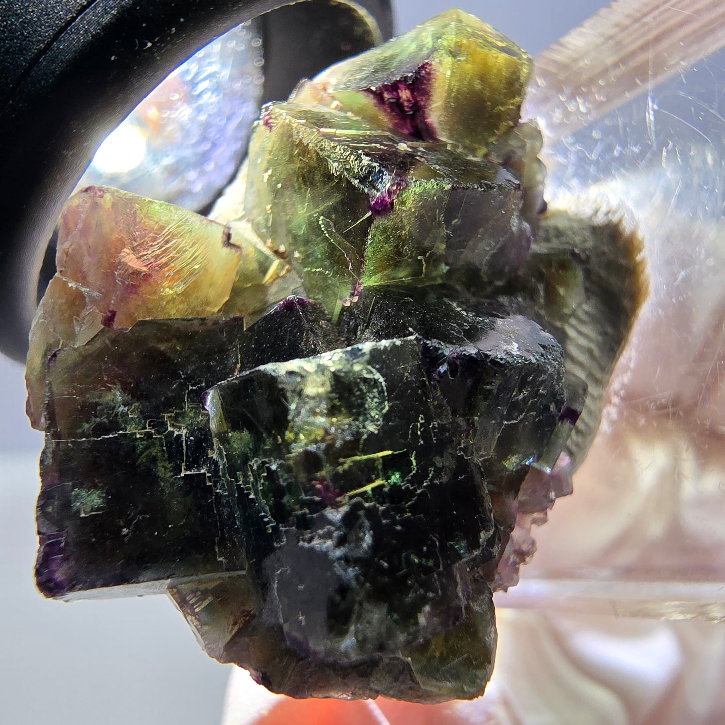 Phantom Fluorite Cube Specimen, green purple Okorusu, Namibia 30*23*17mm