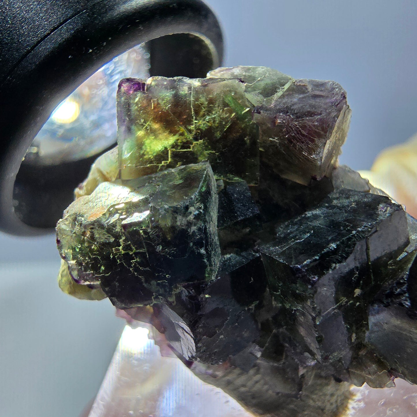 Phantom Fluorite Cube Specimen, green purple Okorusu, Namibia 30*23*17mm