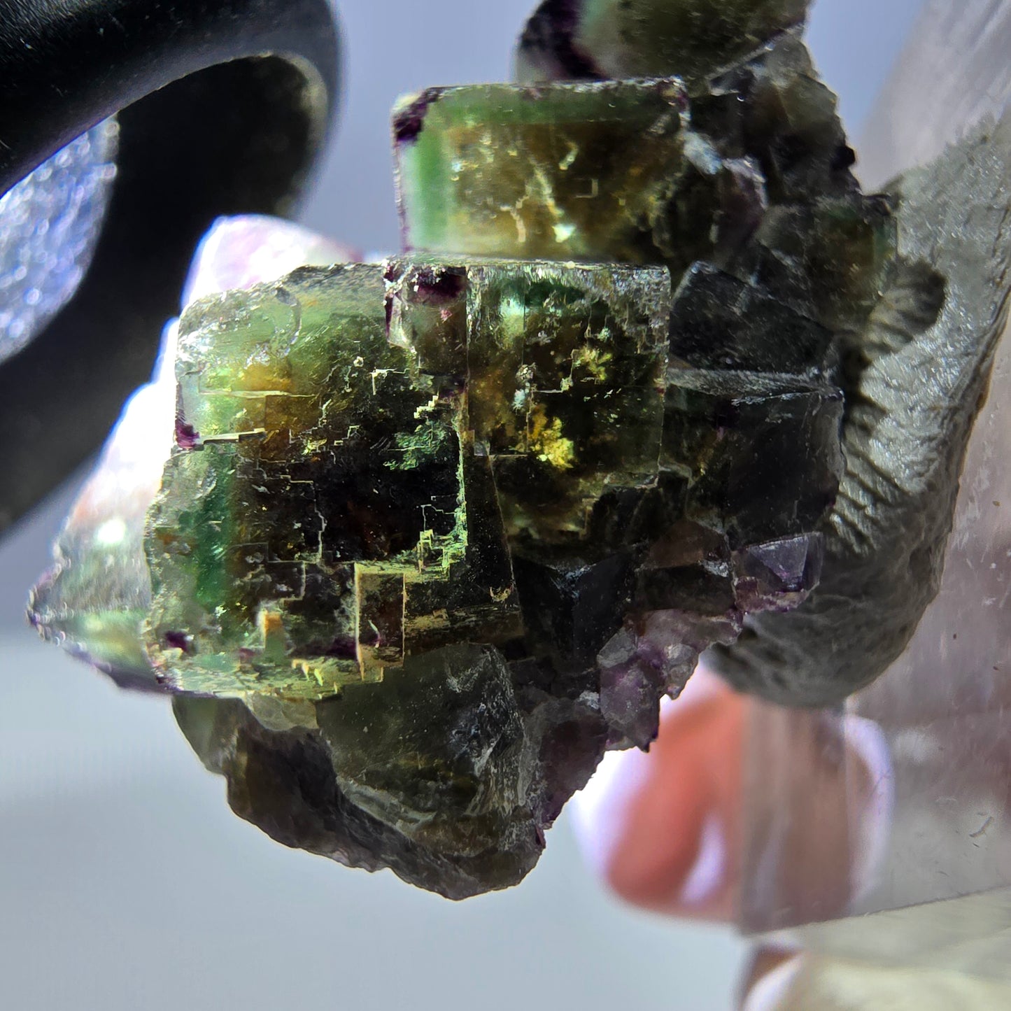 Phantom Fluorite Cube Specimen, green purple Okorusu, Namibia 30*23*17mm