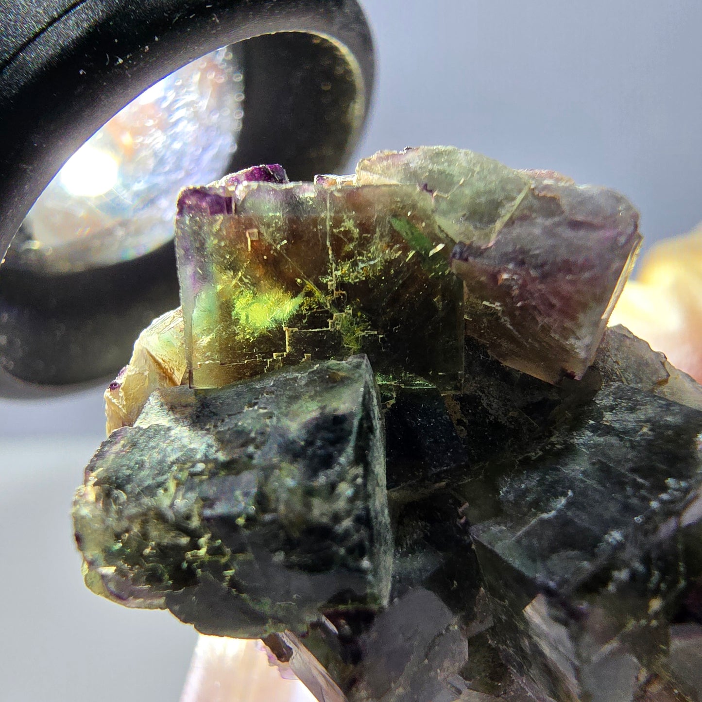 Phantom Fluorite Cube Specimen, green purple Okorusu, Namibia 30*23*17mm