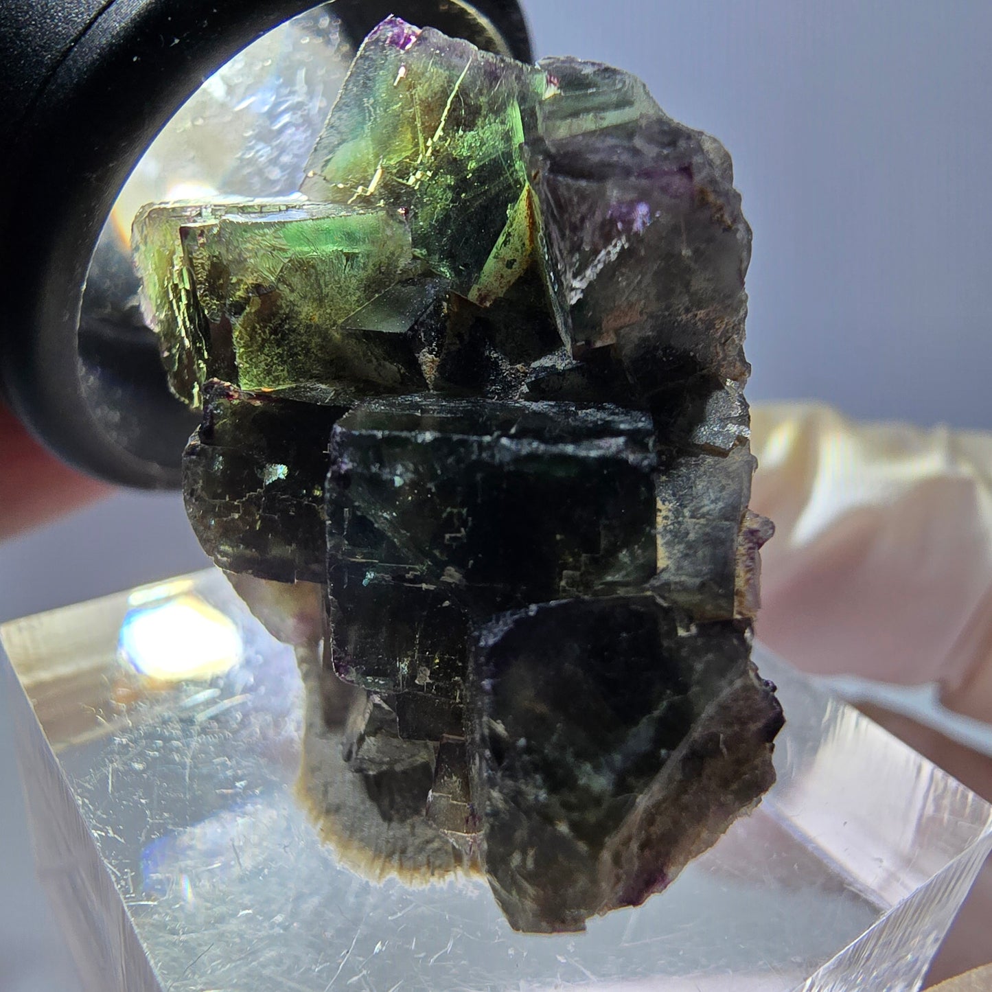 Phantom Fluorite Cube Specimen, green purple Okorusu, Namibia 30*23*17mm