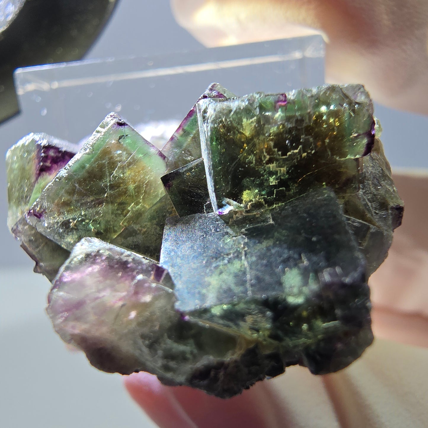 Phantom Fluorite Cube Specimen, green purple Okorusu, Namibia 30*23*17mm