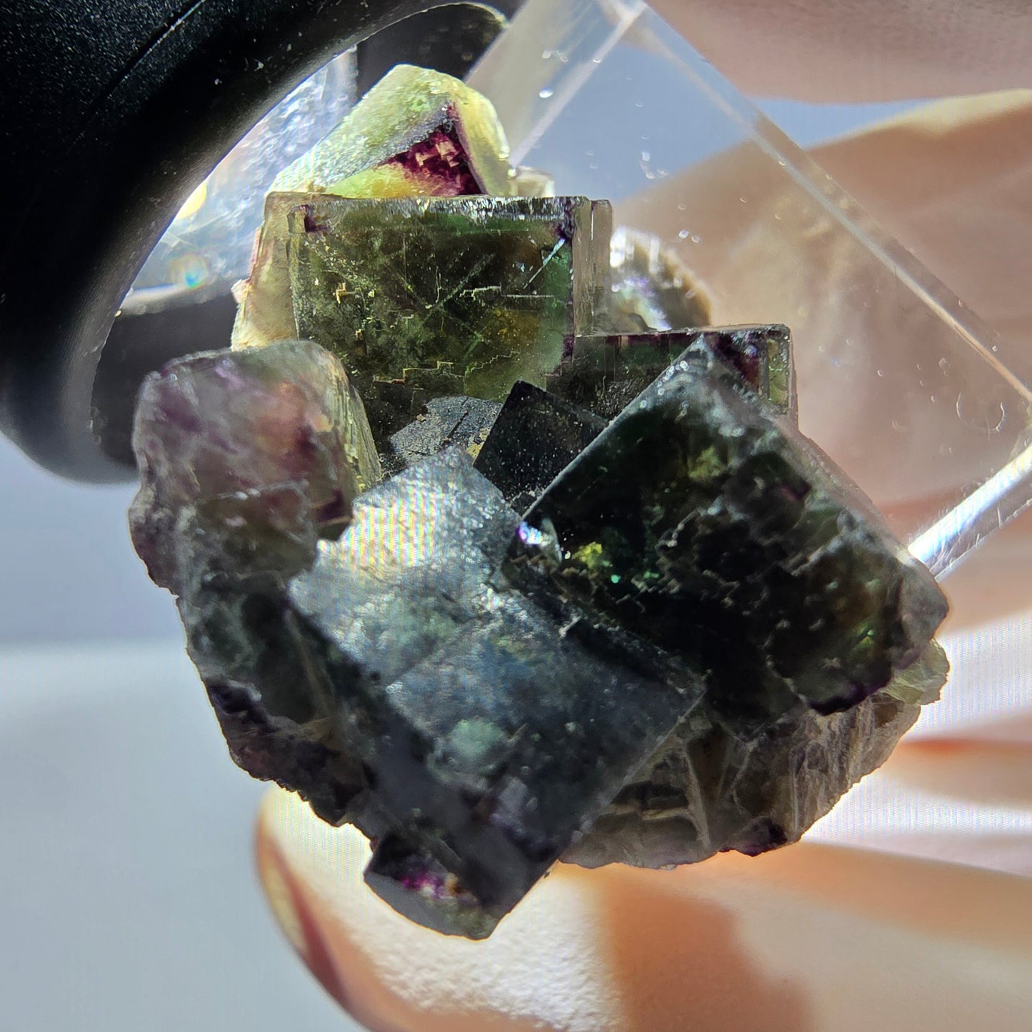 Phantom Fluorite Cube Specimen, green purple Okorusu, Namibia 30*23*17mm