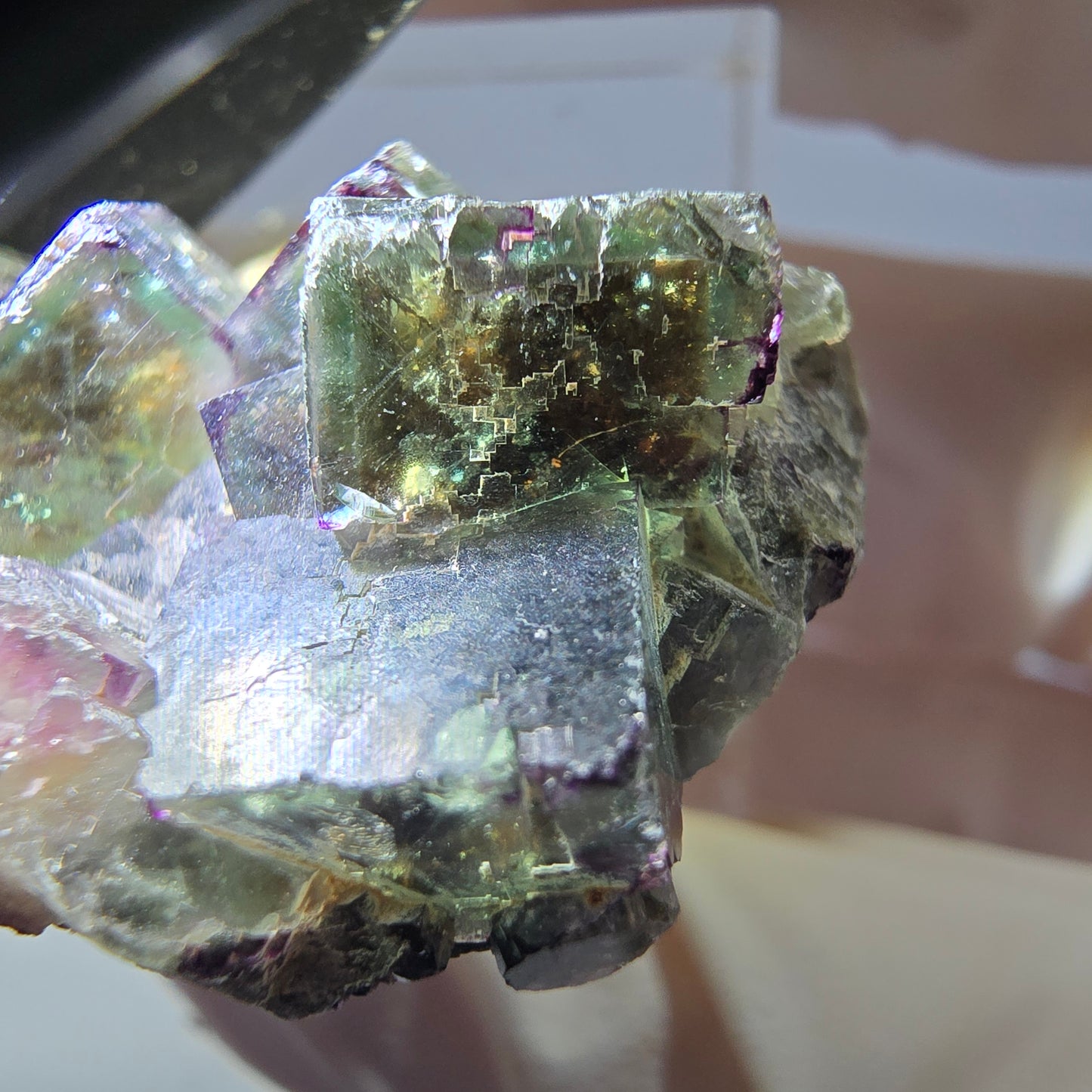 Phantom Fluorite Cube Specimen, green purple Okorusu, Namibia 30*23*17mm