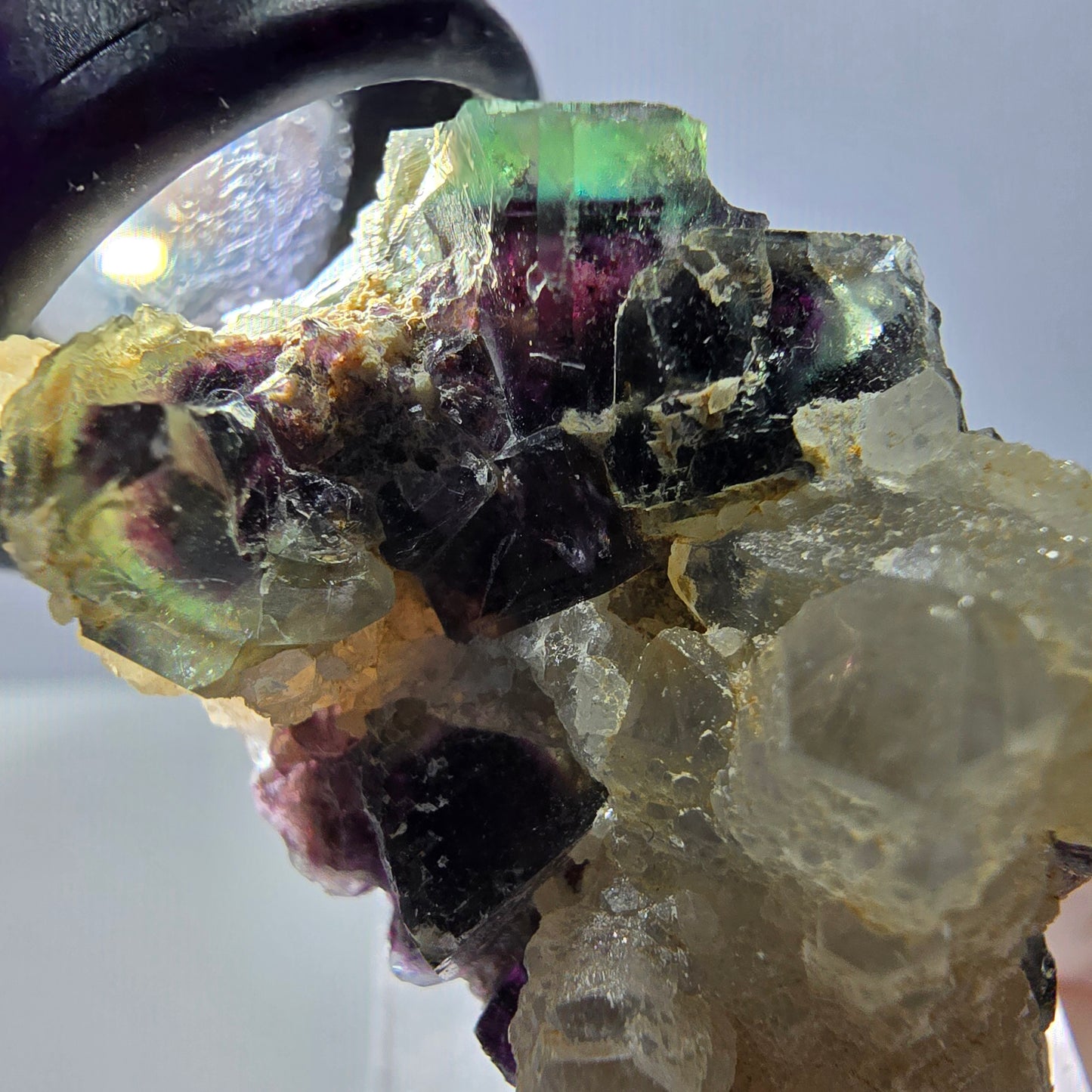 Phantom Fluorit Würfel, Quarz Stufe, grün lila Okorusu, Namibia 42*25*26mm