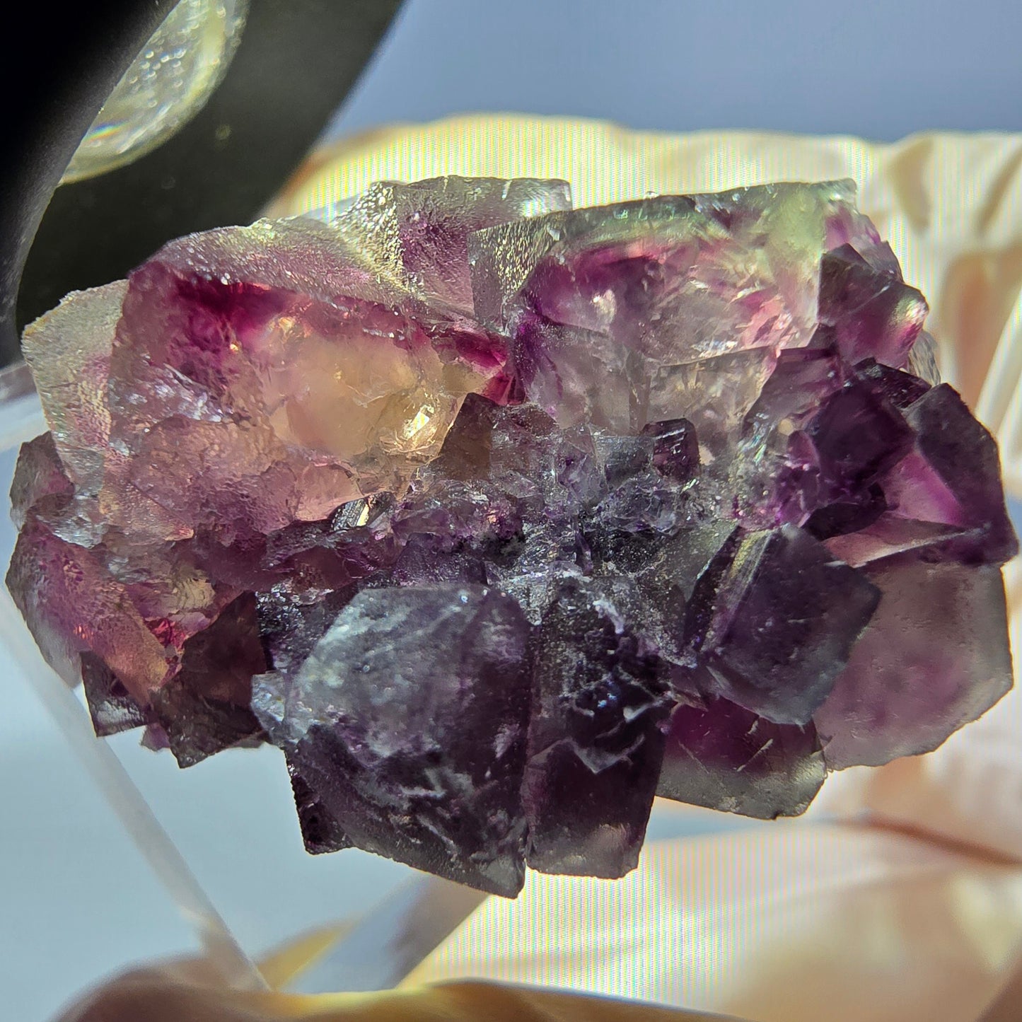 Phantom Fluorite Cube Specimen, green purple Okorusu, Namibia 34*26*19mm