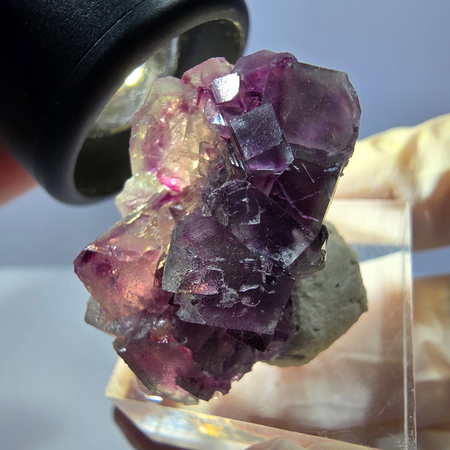 Phantom Fluorite Cube Specimen, green purple Okorusu, Namibia 34*26*19mm