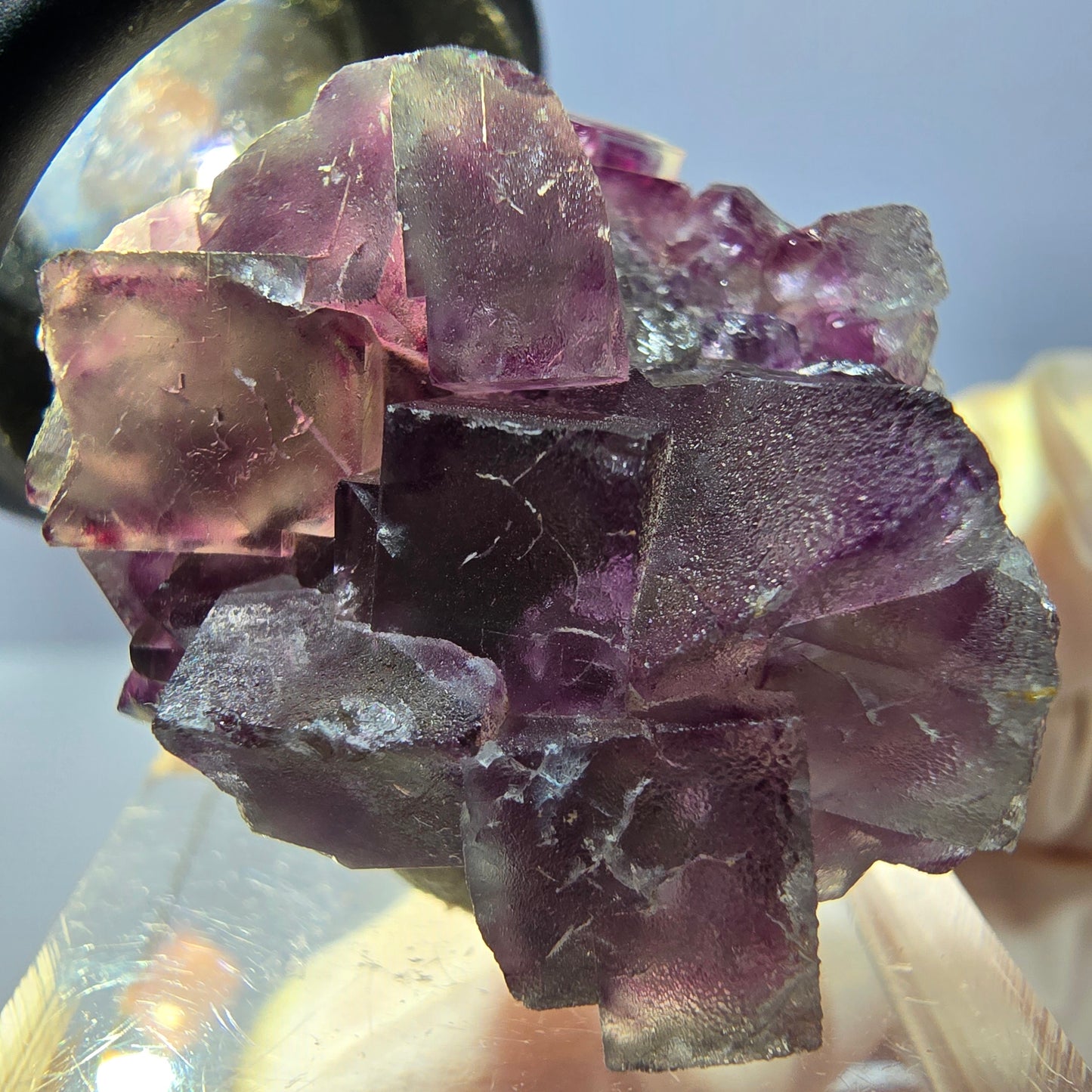 Phantom Fluorite Cube Specimen, green purple Okorusu, Namibia 34*26*19mm