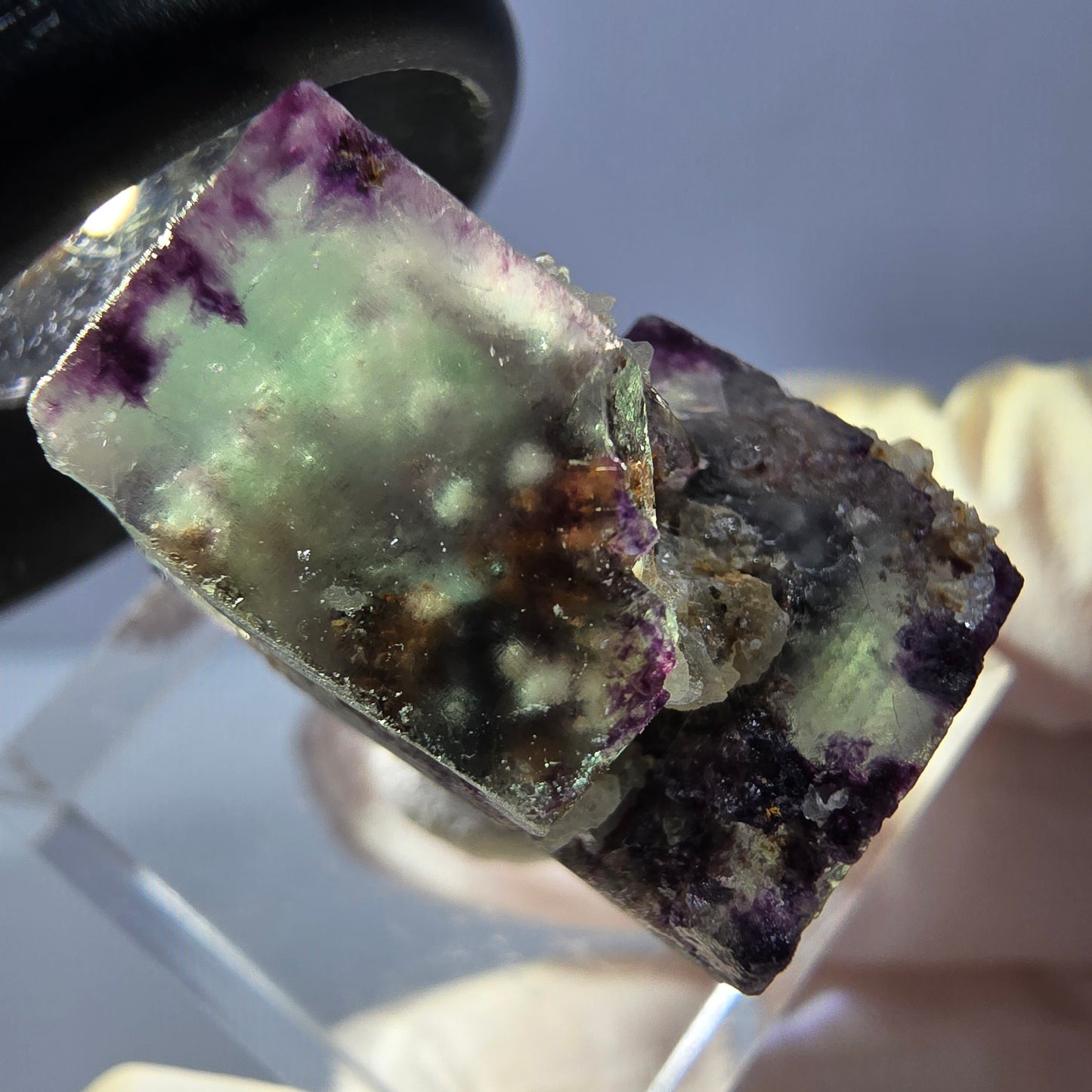 Phantom Fluorite Cube Specimen, green purple Okorusu, Namibia 22*21*18mm