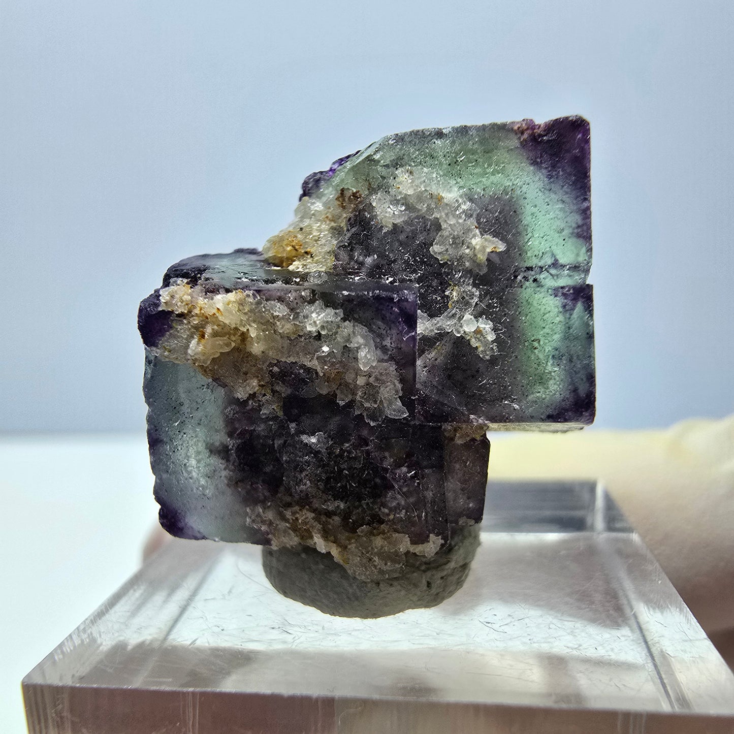 Phantom Fluorite Cube Specimen, green purple Okorusu, Namibia 22*21*18mm