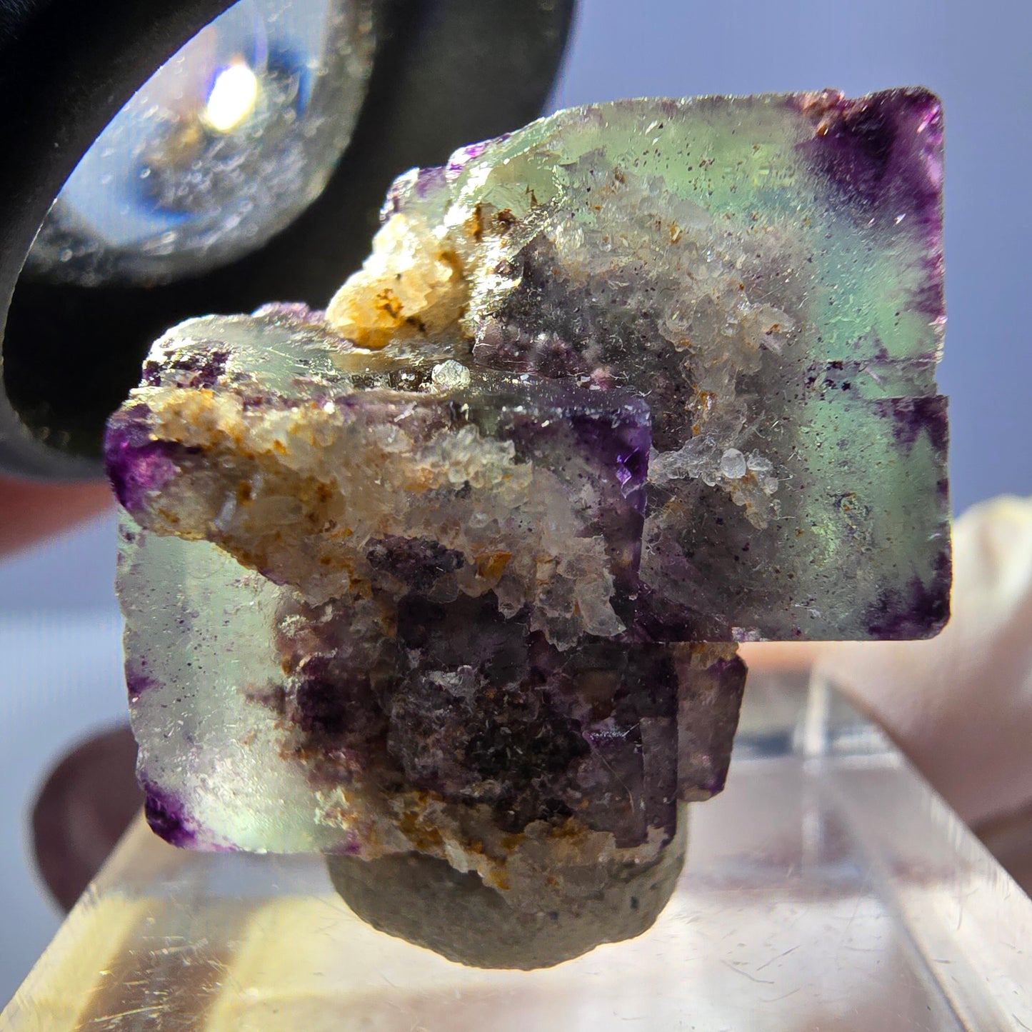 Phantom Fluorite Cube Specimen, green purple Okorusu, Namibia 22*21*18mm